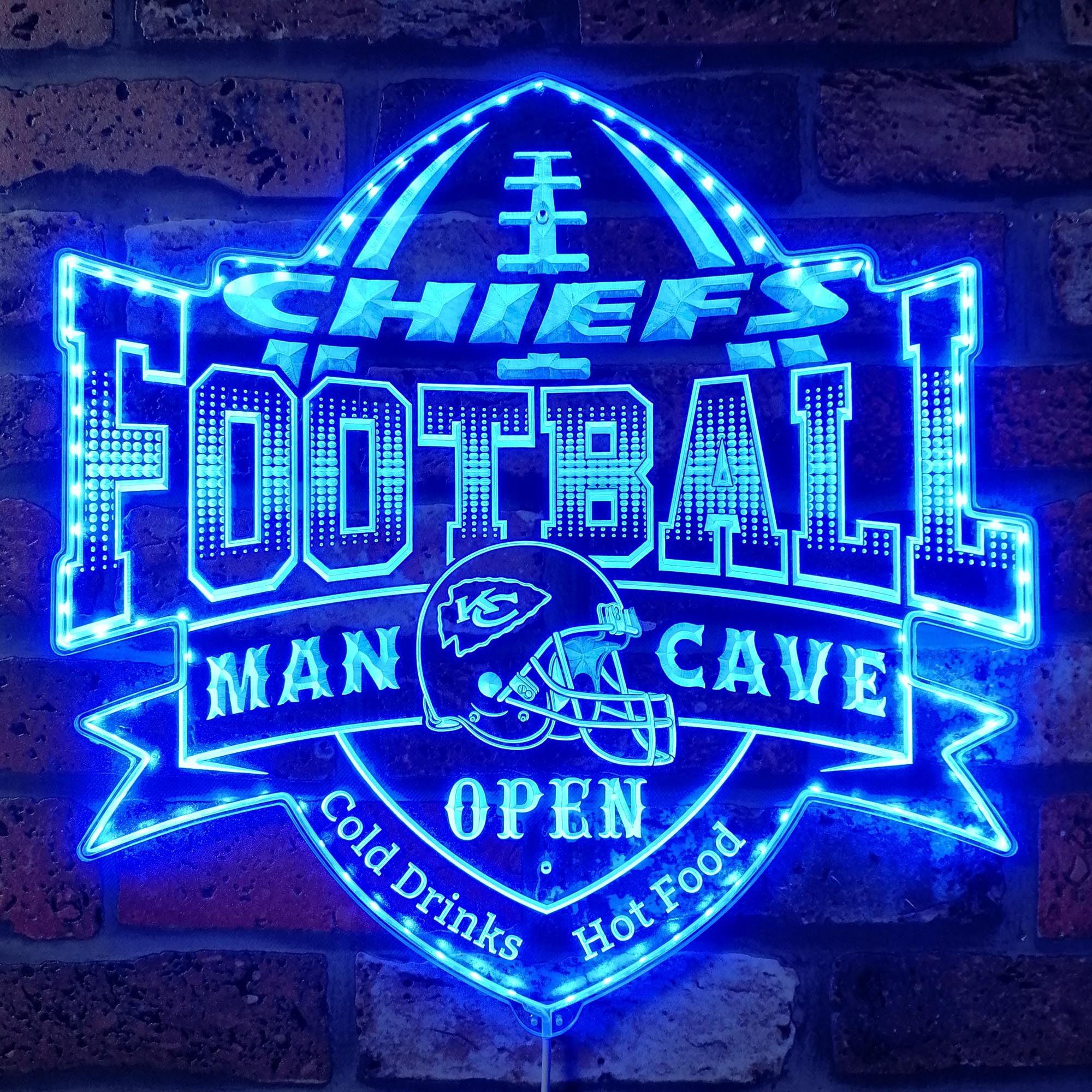 NFL Kansas City Chiefs Football Dynamic RGB Edge Lit Led Light Sign