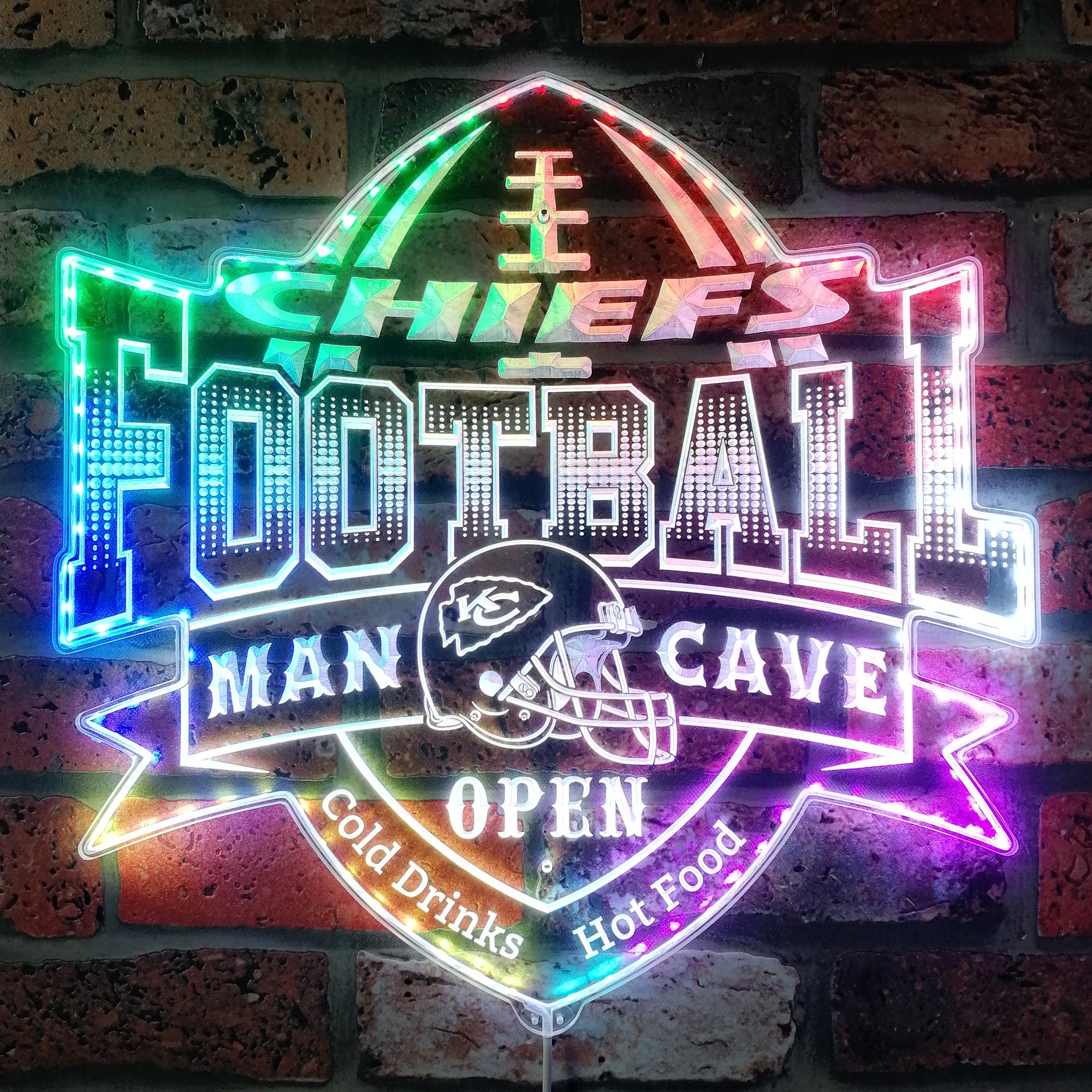 NFL Kansas City Chiefs Football Dynamic RGB Edge Lit LED Sign