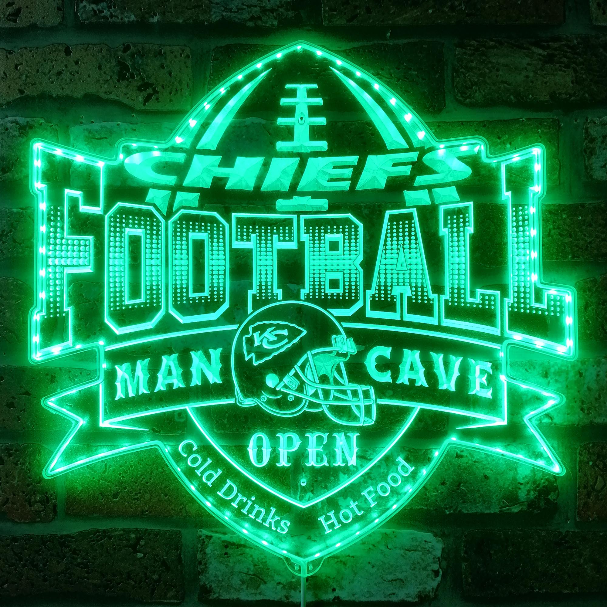 NFL Kansas City Chiefs Football Dynamic RGB Edge Lit Led Light Sign