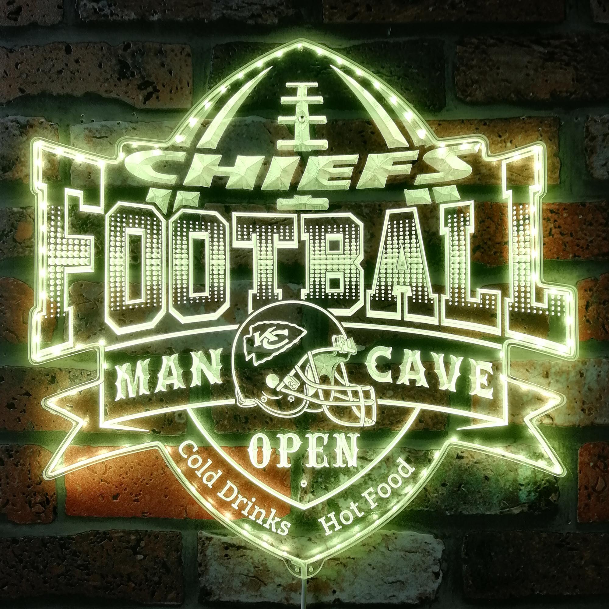 NFL Kansas City Chiefs Football Dynamic RGB Edge Lit Led Light Sign