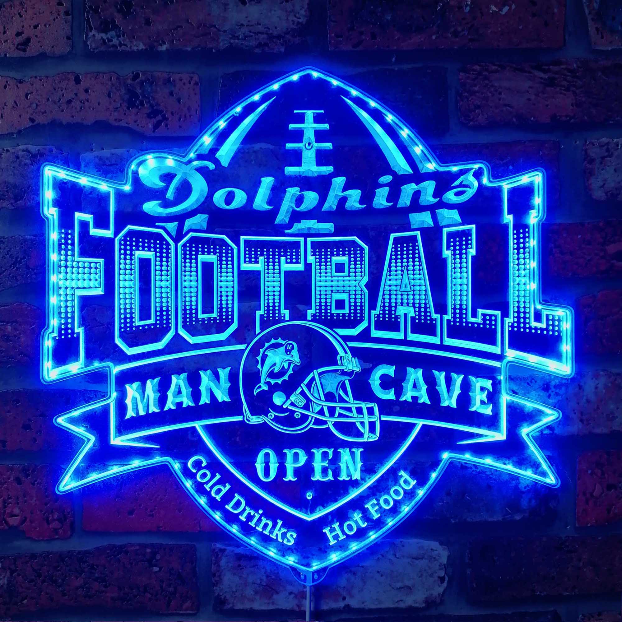 NFL Miami Dolphins Football Sport Dynamic RGB Edge Lit Led Light Sign