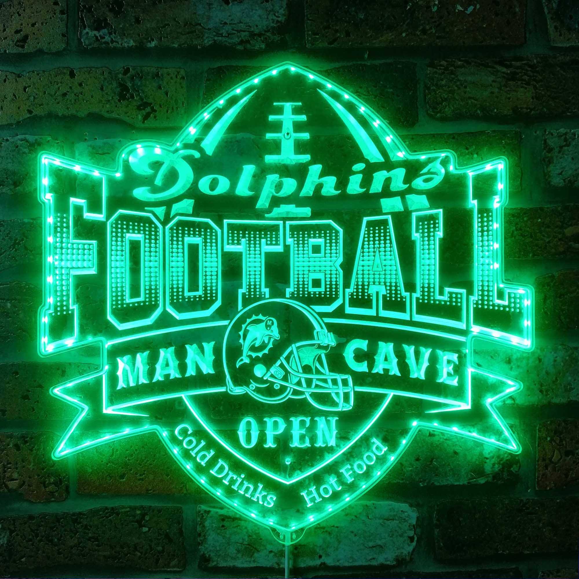 NFL Miami Dolphins Football Sport Dynamic RGB Edge Lit Led Light Sign