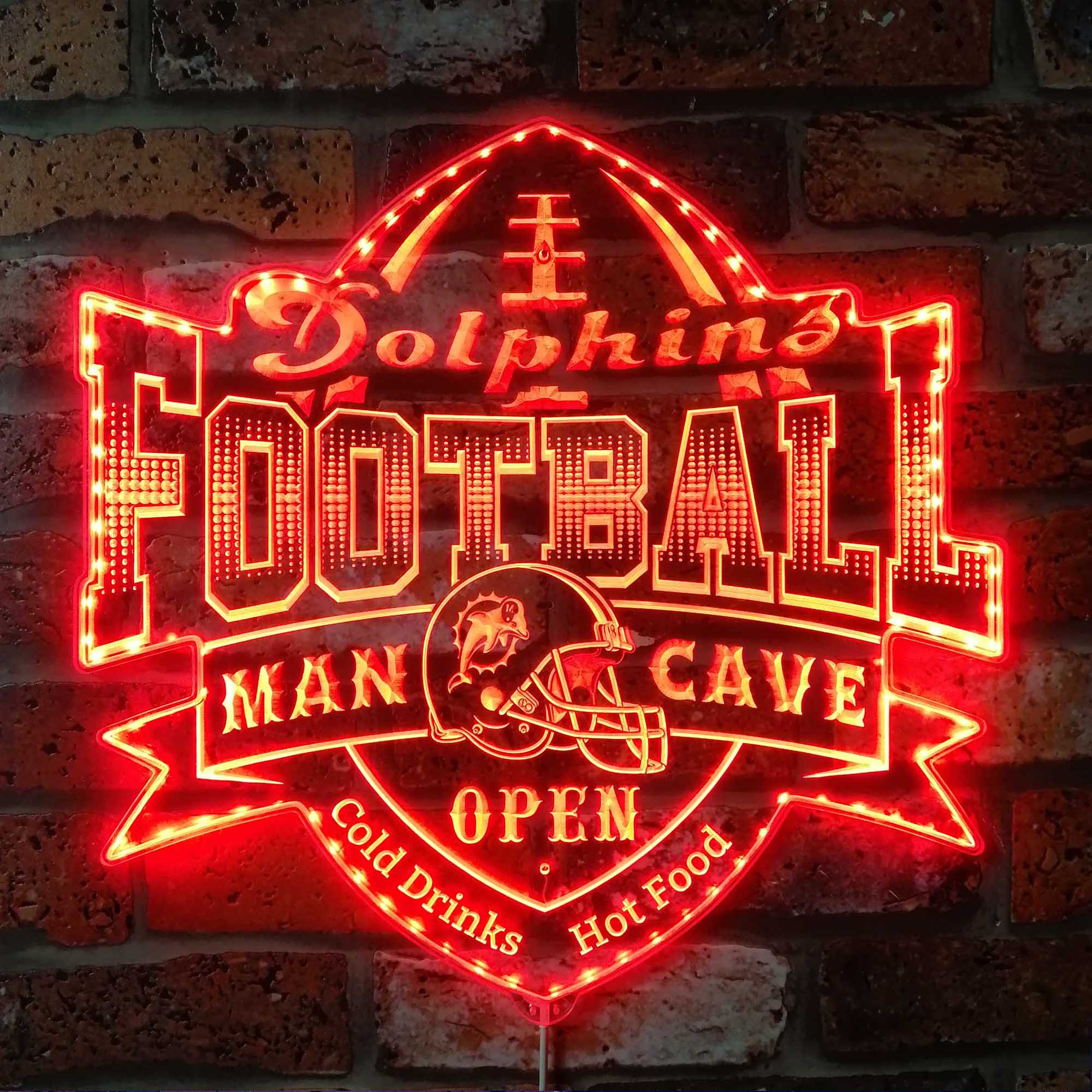 NFL Miami Dolphins Football Sport Dynamic RGB Edge Lit Led Light Sign