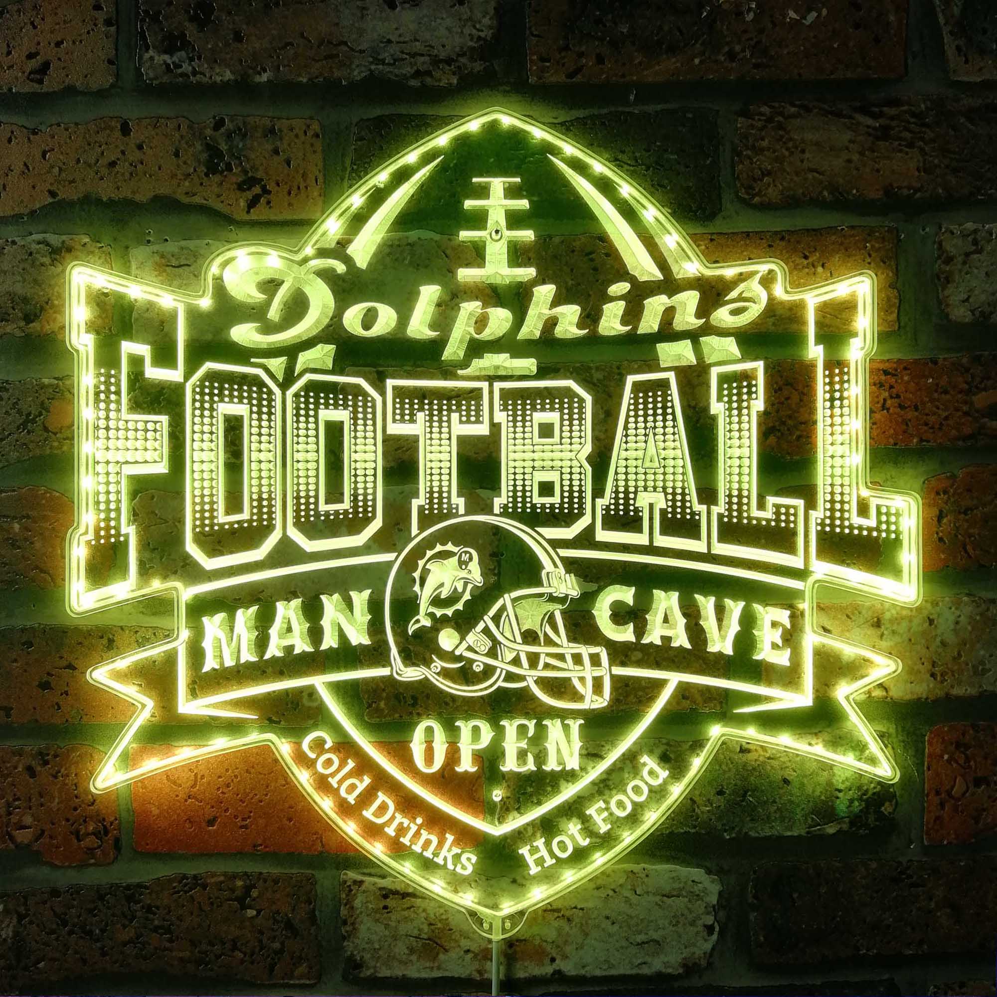 NFL Miami Dolphins Football Sport Dynamic RGB Edge Lit Led Light Sign