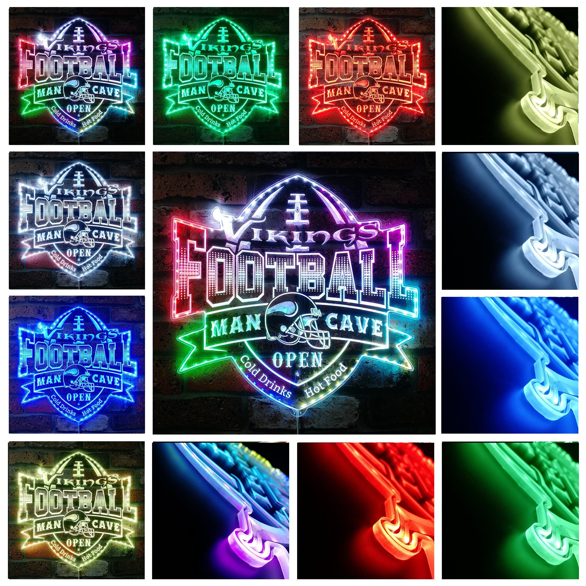 NFL Minnesota Vikings Football Dynamic RGB Edge Lit LED Light Sign