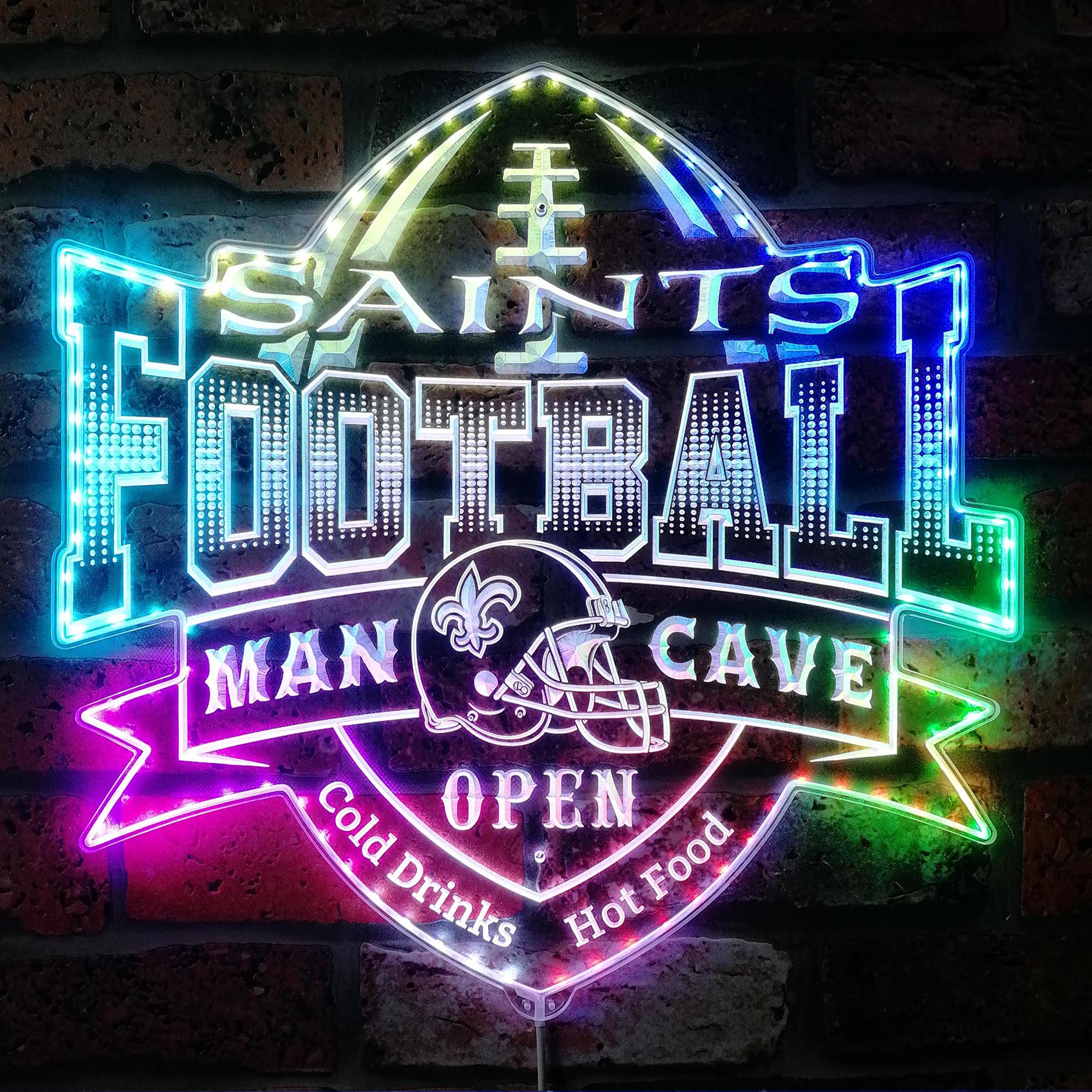 NFL New Orleans Saints Football Dynamic RGB Edge Lit LED Sign