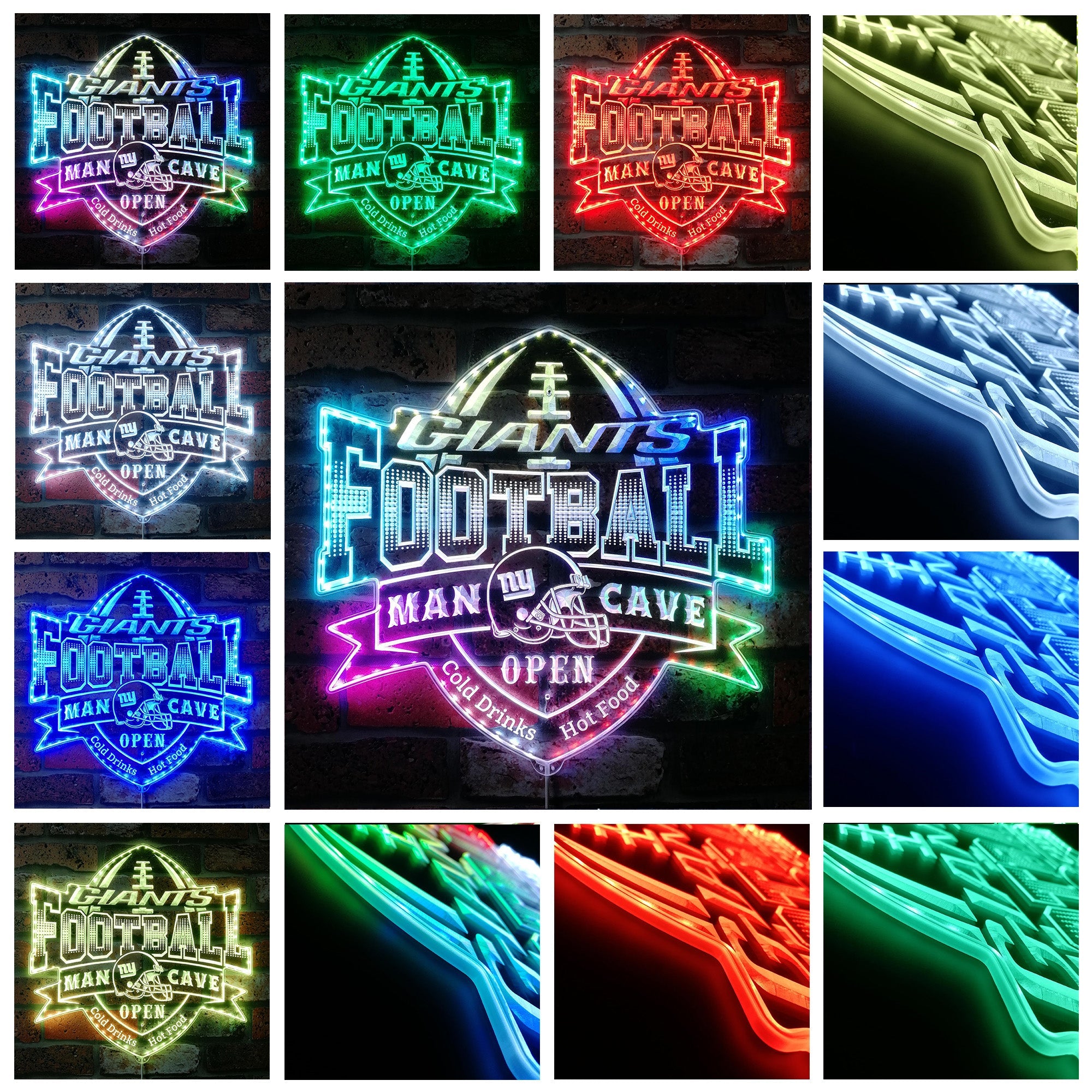 NFL New York Giants Football Dynamic RGB Edge Lit LED Light Sign