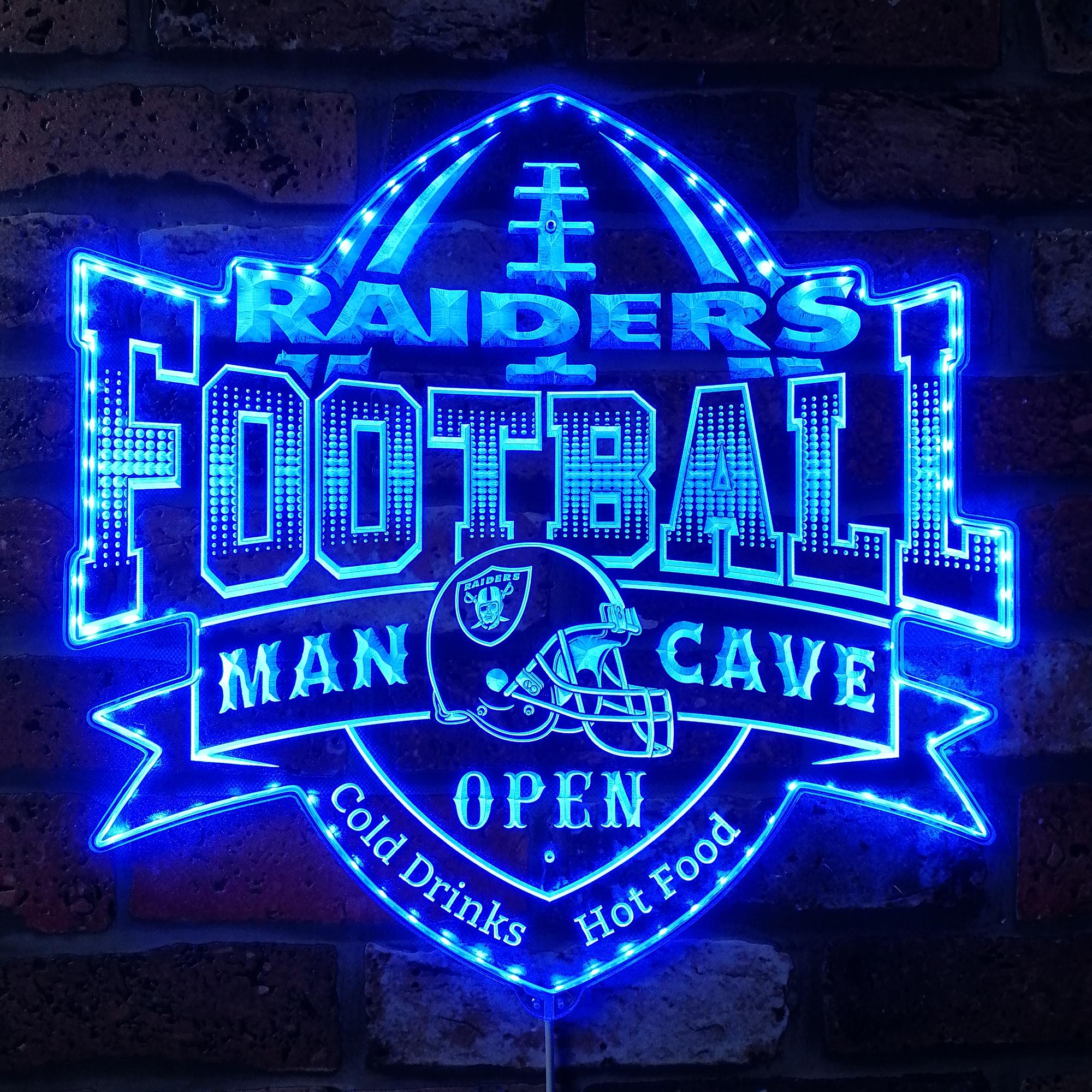 NFL Oakland Raiders Football Club Dynamic RGB Edge Lit Led Light Sign