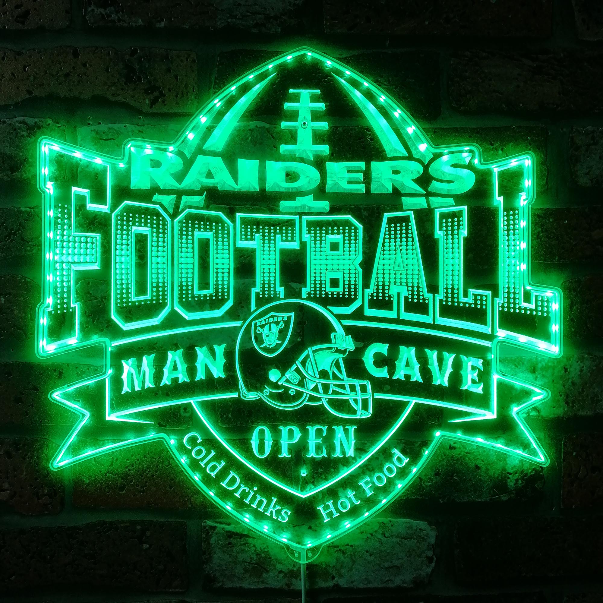 NFL Oakland Raiders Football Club Dynamic RGB Edge Lit Led Light Sign