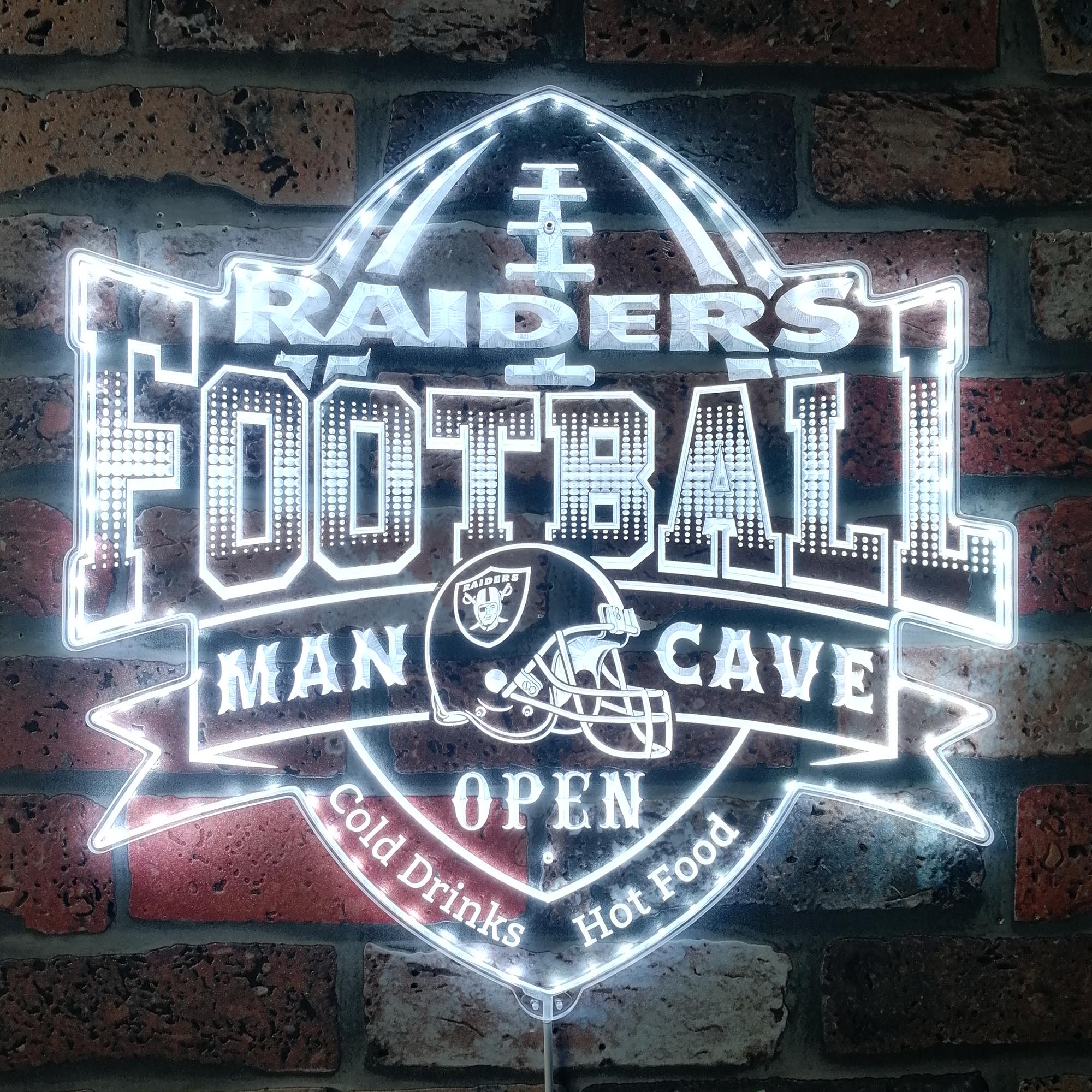 NFL Oakland Raiders Football Club Dynamic RGB Edge Lit Led Light Sign