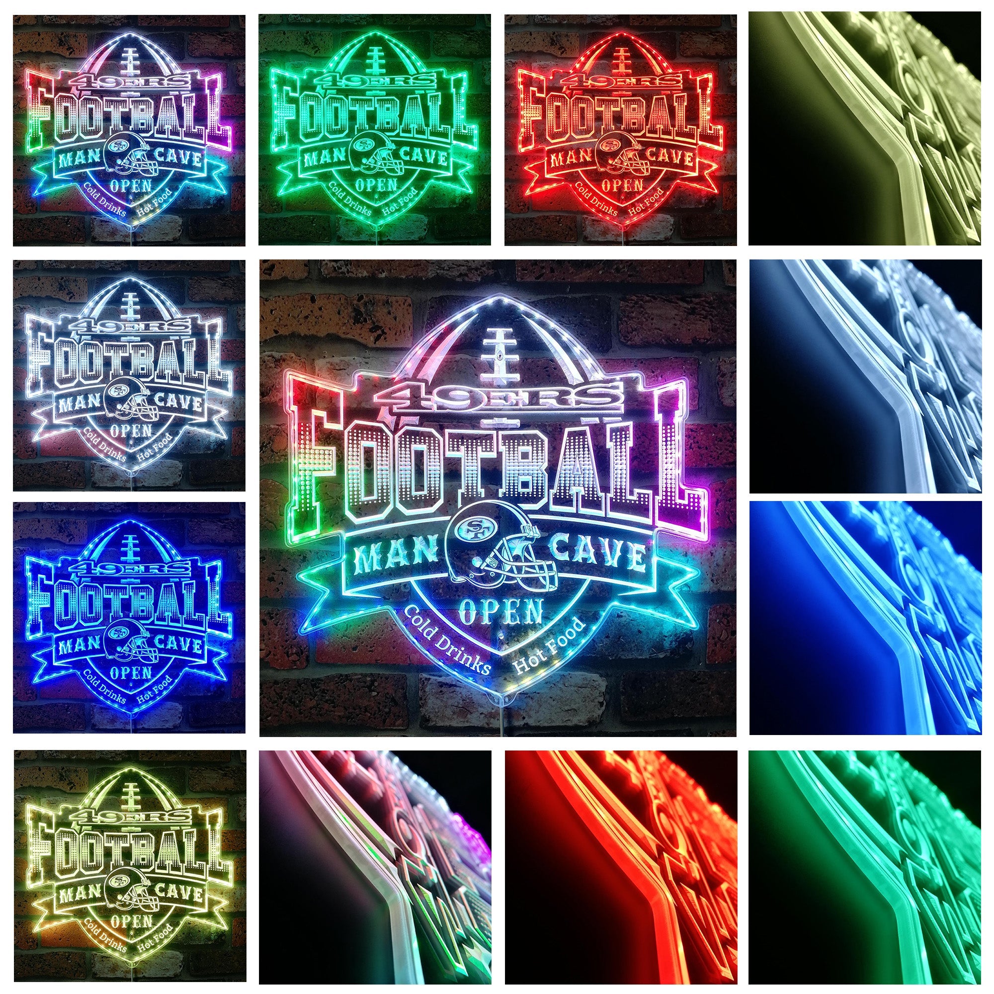 NFL San Francisco 49ers Football Dynamic RGB Edge Lit LED Light Sign