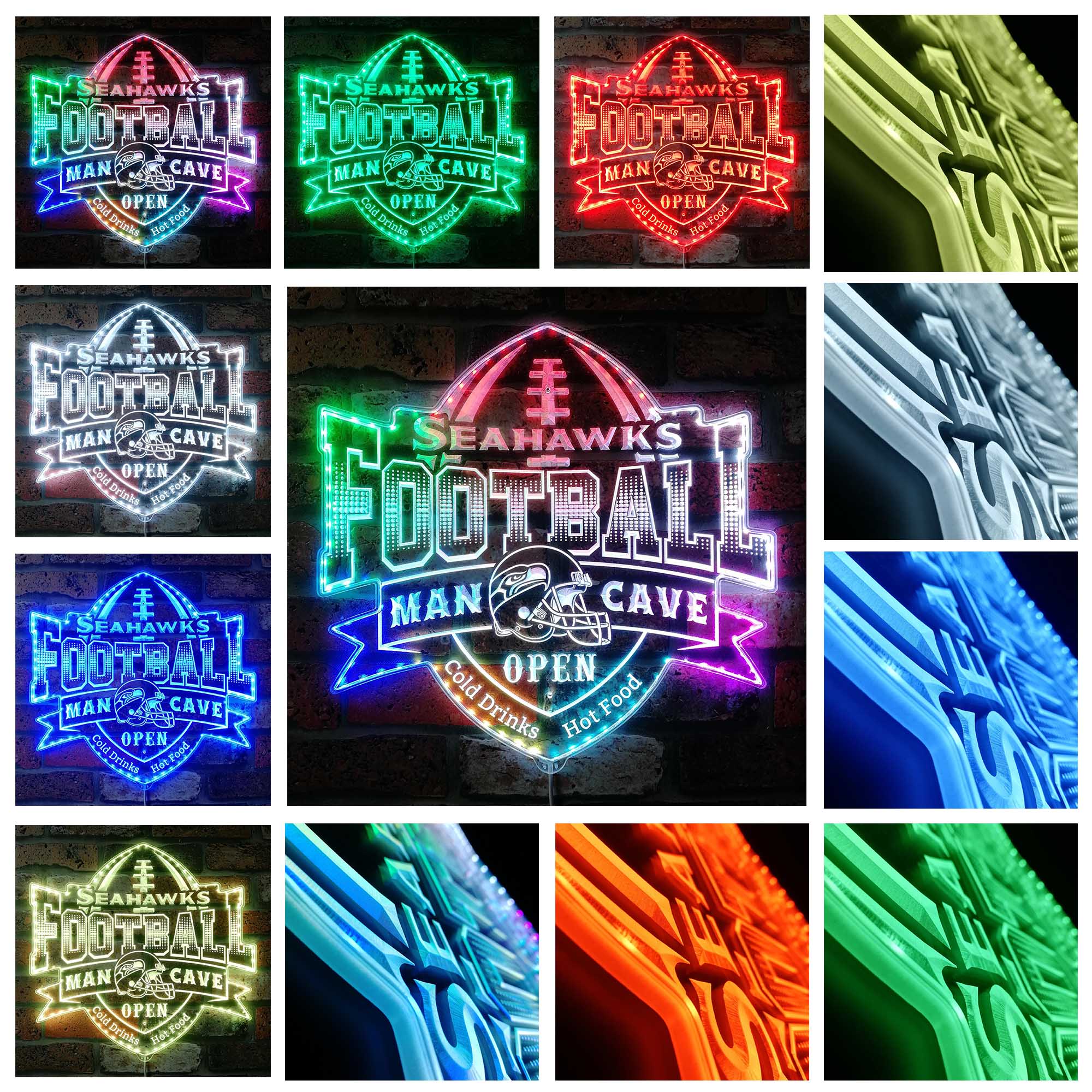 NFL Seattle Seahawks Football Dynamic RGB Edge Lit LED Light Sign