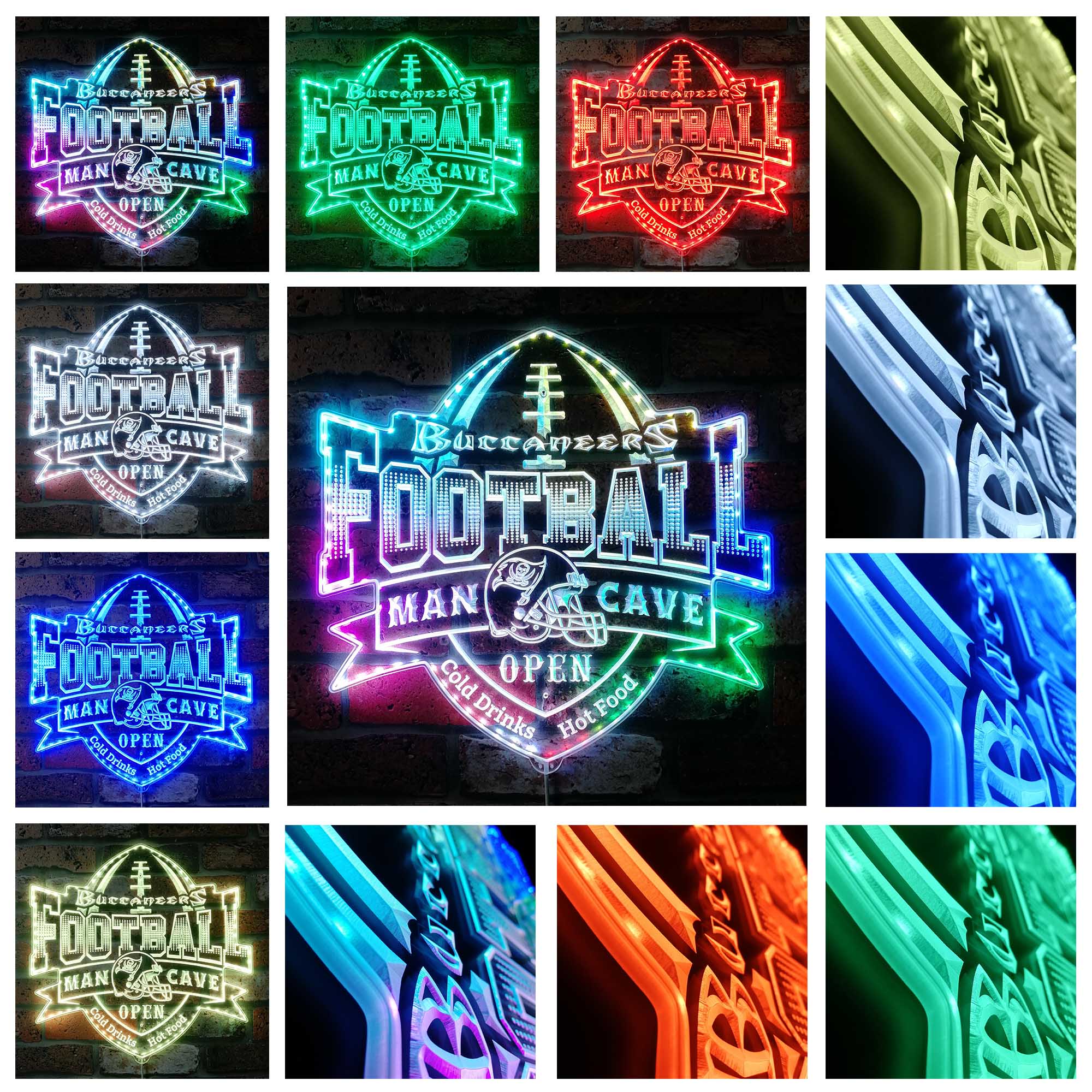 NFL Helmet Tampa Bay Buccaneers Dynamic RGB Edge Lit Led Light Sign