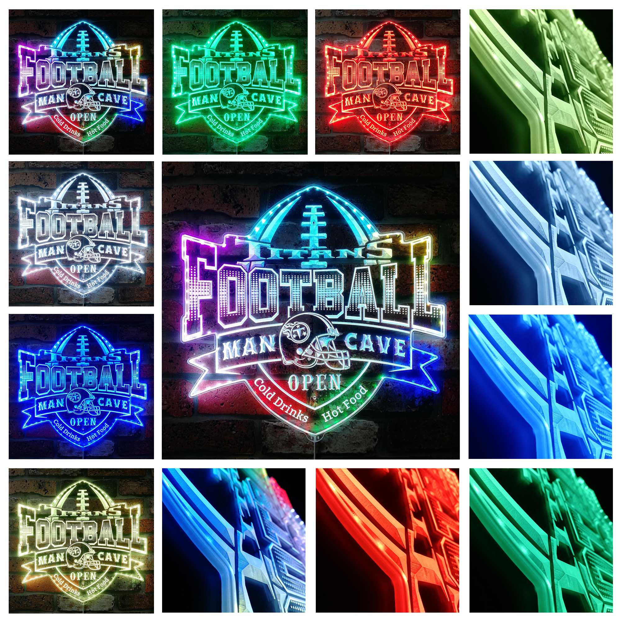 NFL Helmet Tennessee Titans Dynamic RGB Edge Lit Led Light Sign