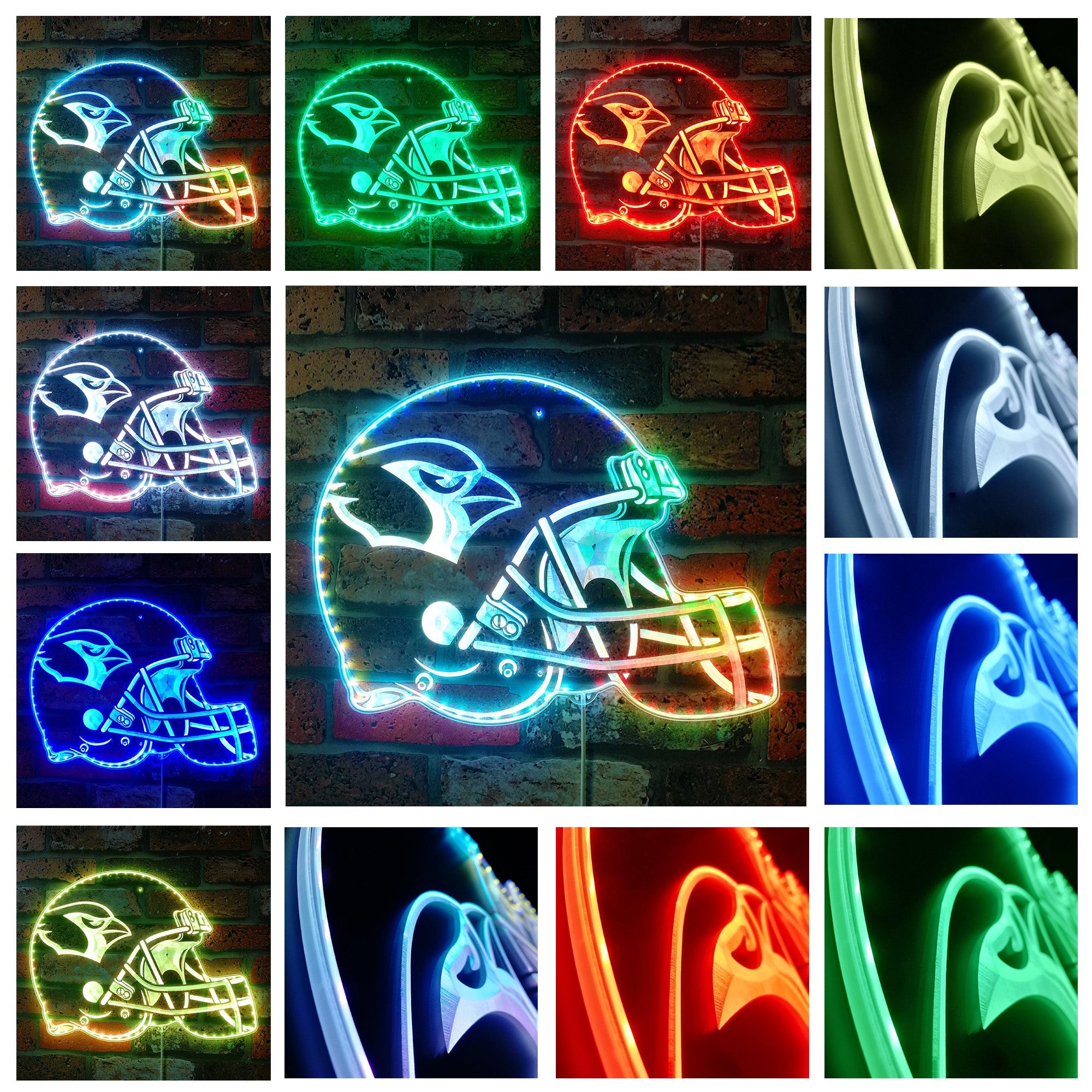 NFL Helmet Arizona Cardinals Football Dynamic RGB Edge Lit LED Light Sign