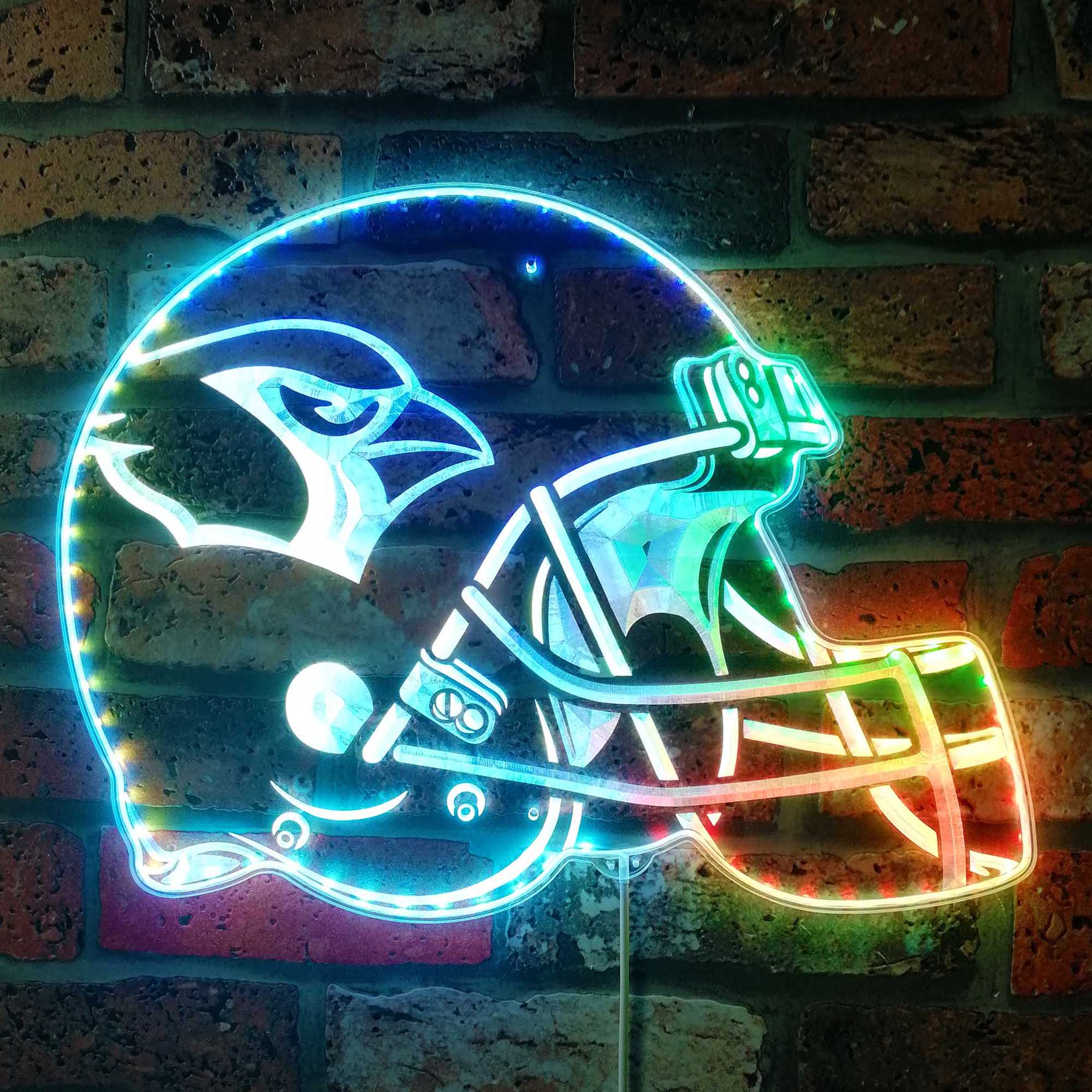 NFL Helmet Arizona Cardinals Football Dynamic RGB Edge Lit LED Light Sign