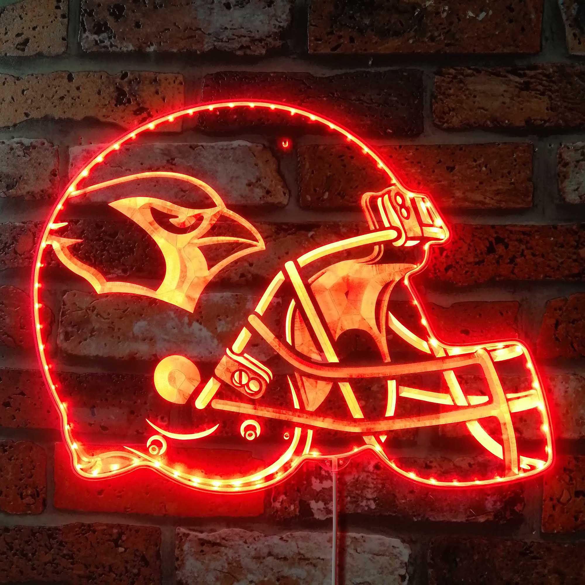 NFL Helmet Arizona Cardinals Football Dynamic RGB Edge Lit LED Light Sign