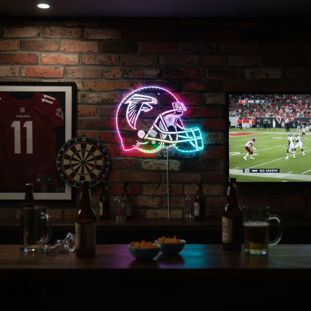 NFL Helmet Atlanta Falcons Football Neon RGB Edge Lit LED Sign