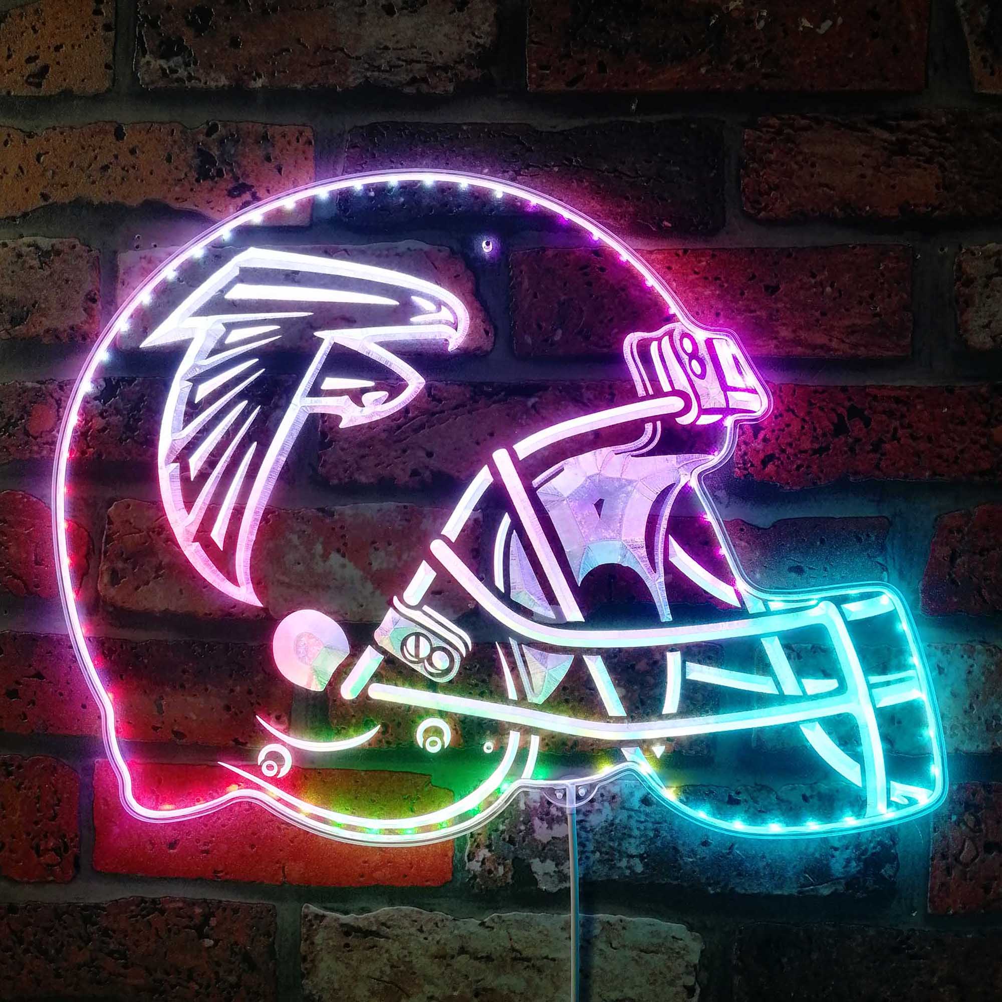 NFL Helmet Atlanta Falcons Football Dynamic RGB Edge Lit LED Sign