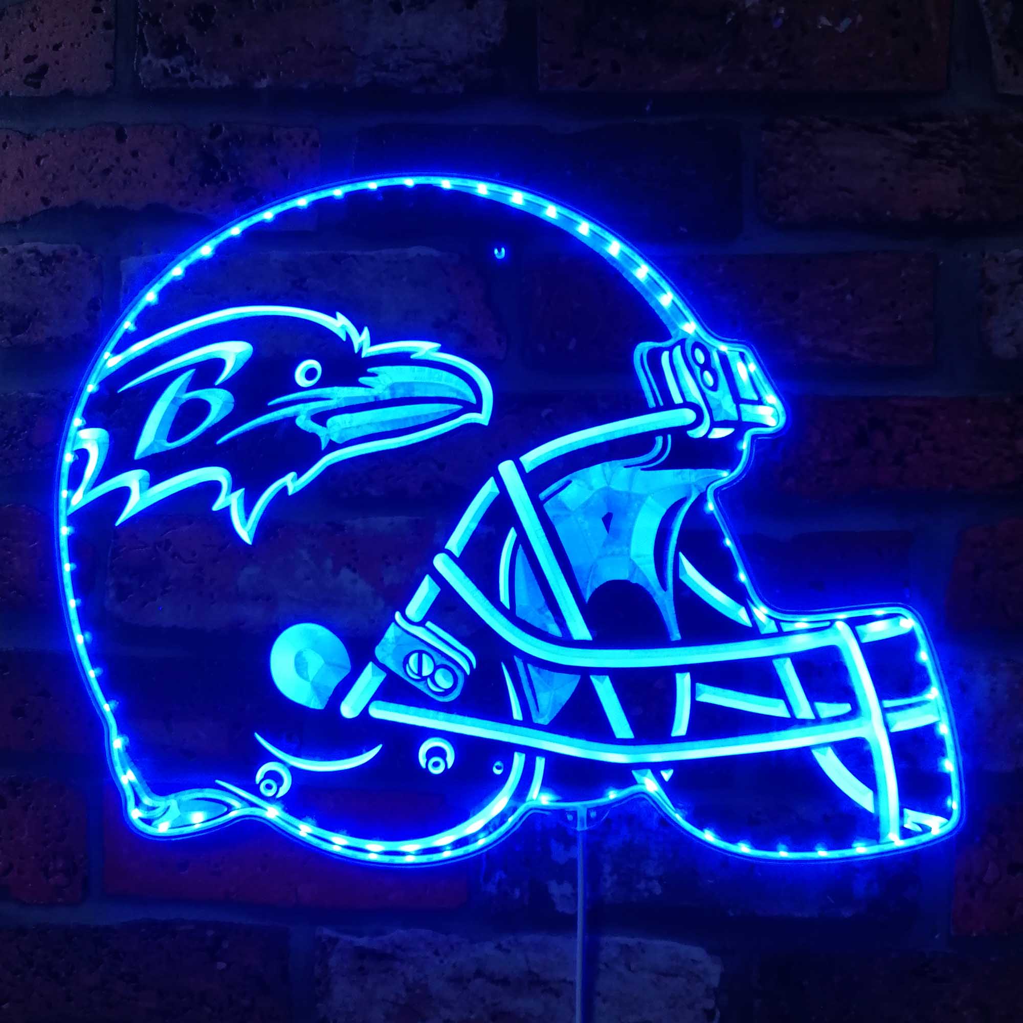 NFL Helmet Baltimore Ravens Dynamic RGB Edge Lit LED Sign