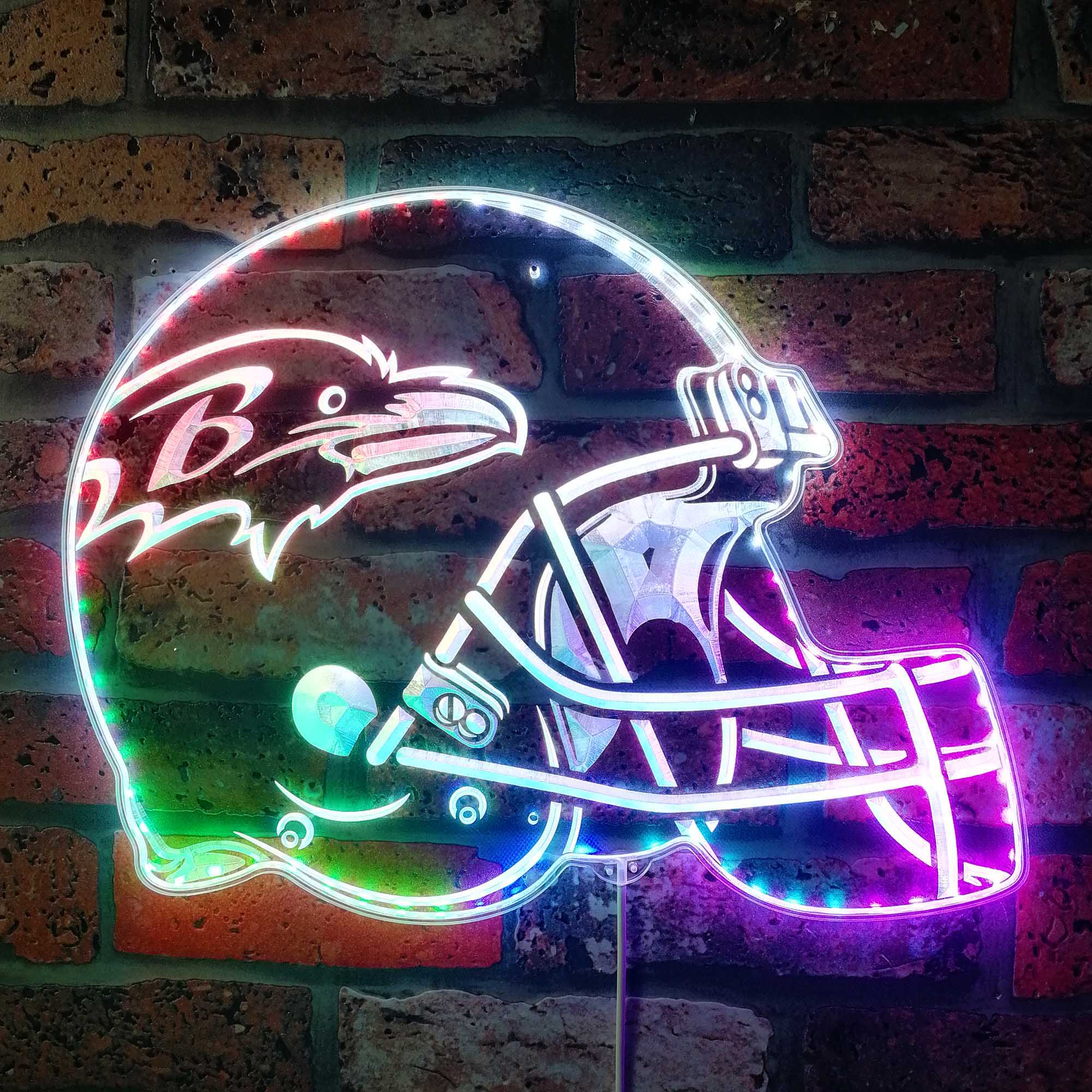 NFL Helmet Baltimore Ravens Dynamic RGB Edge Lit LED Sign