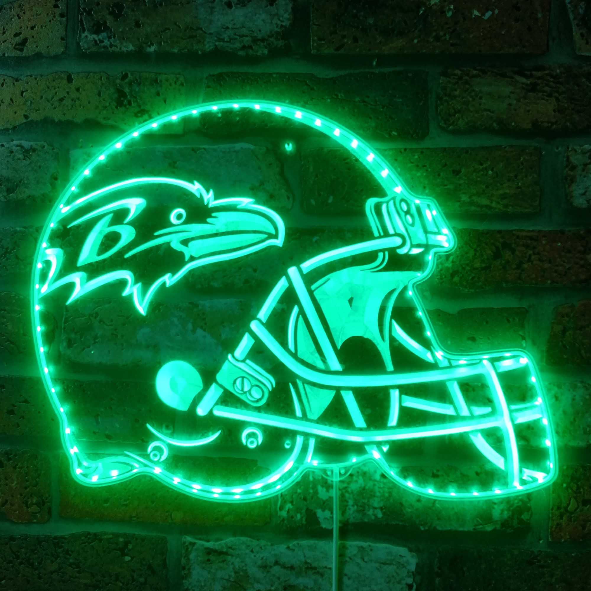 NFL Helmet Baltimore Ravens Dynamic RGB Edge Lit LED Sign