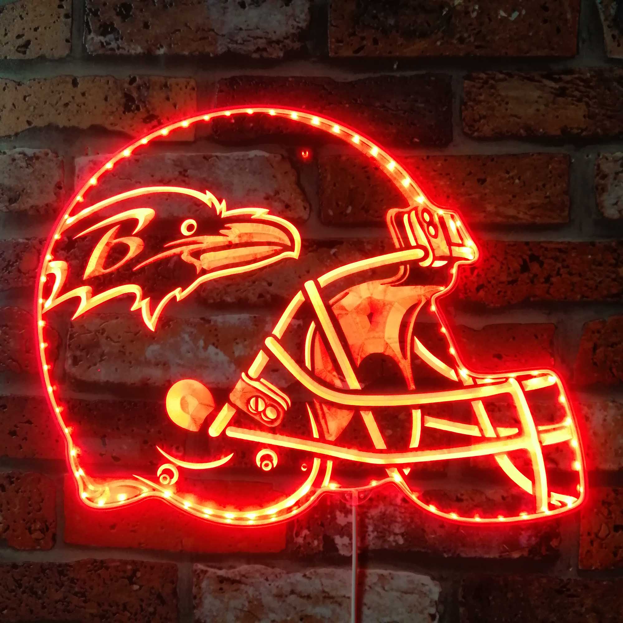 NFL Helmet Baltimore Ravens Dynamic RGB Edge Lit LED Sign