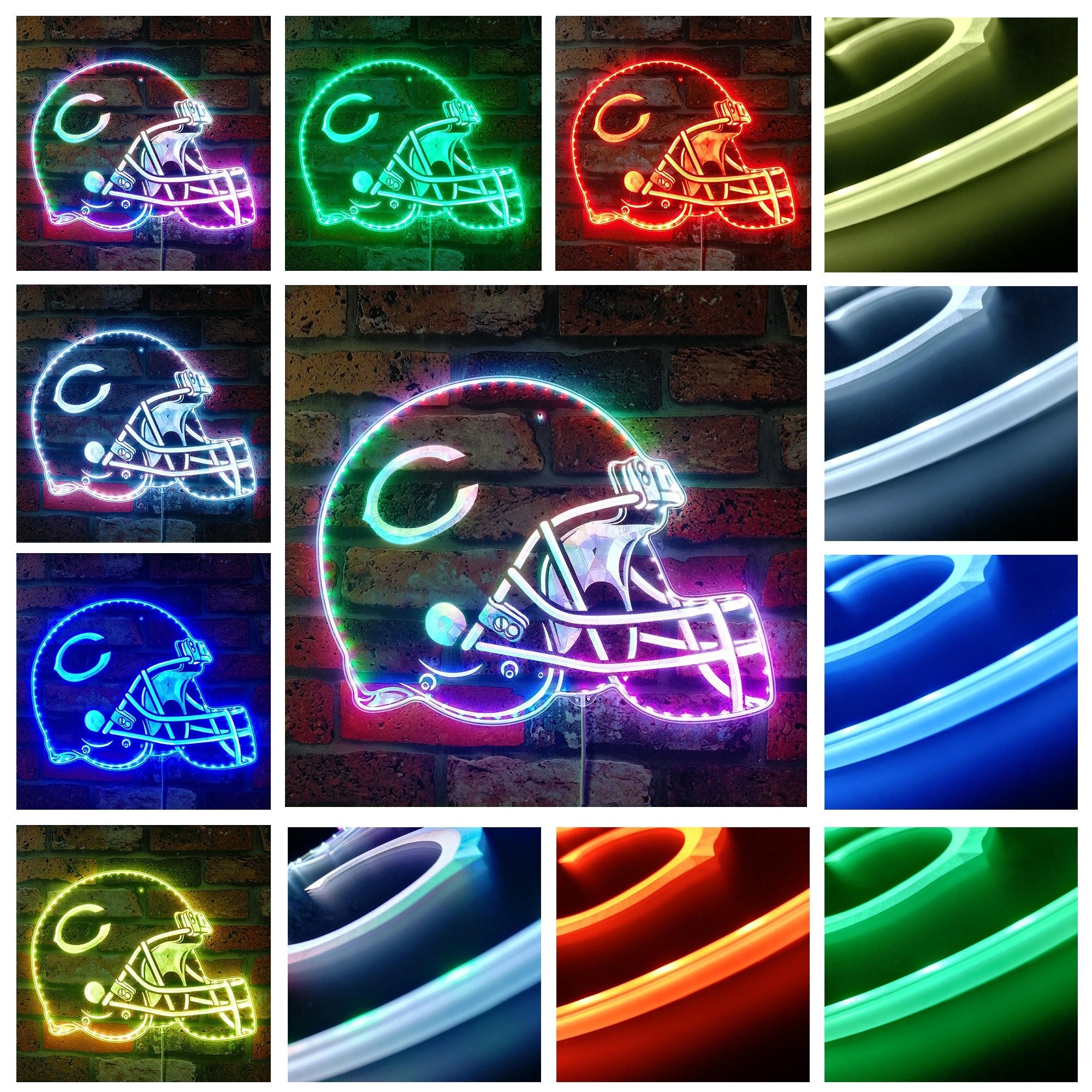 NFL Helmet Chicago Bears Club Dynamic RGB Edge Lit LED Light Sign