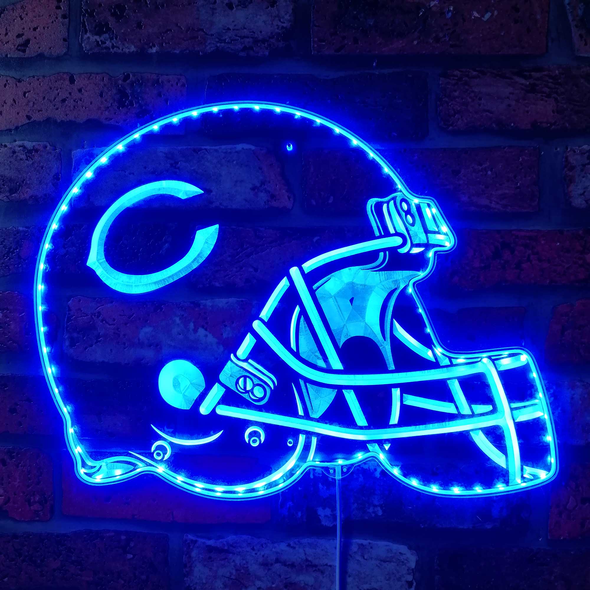 NFL Helmet Chicago Bears Club Dynamic RGB Edge Lit LED Light Sign