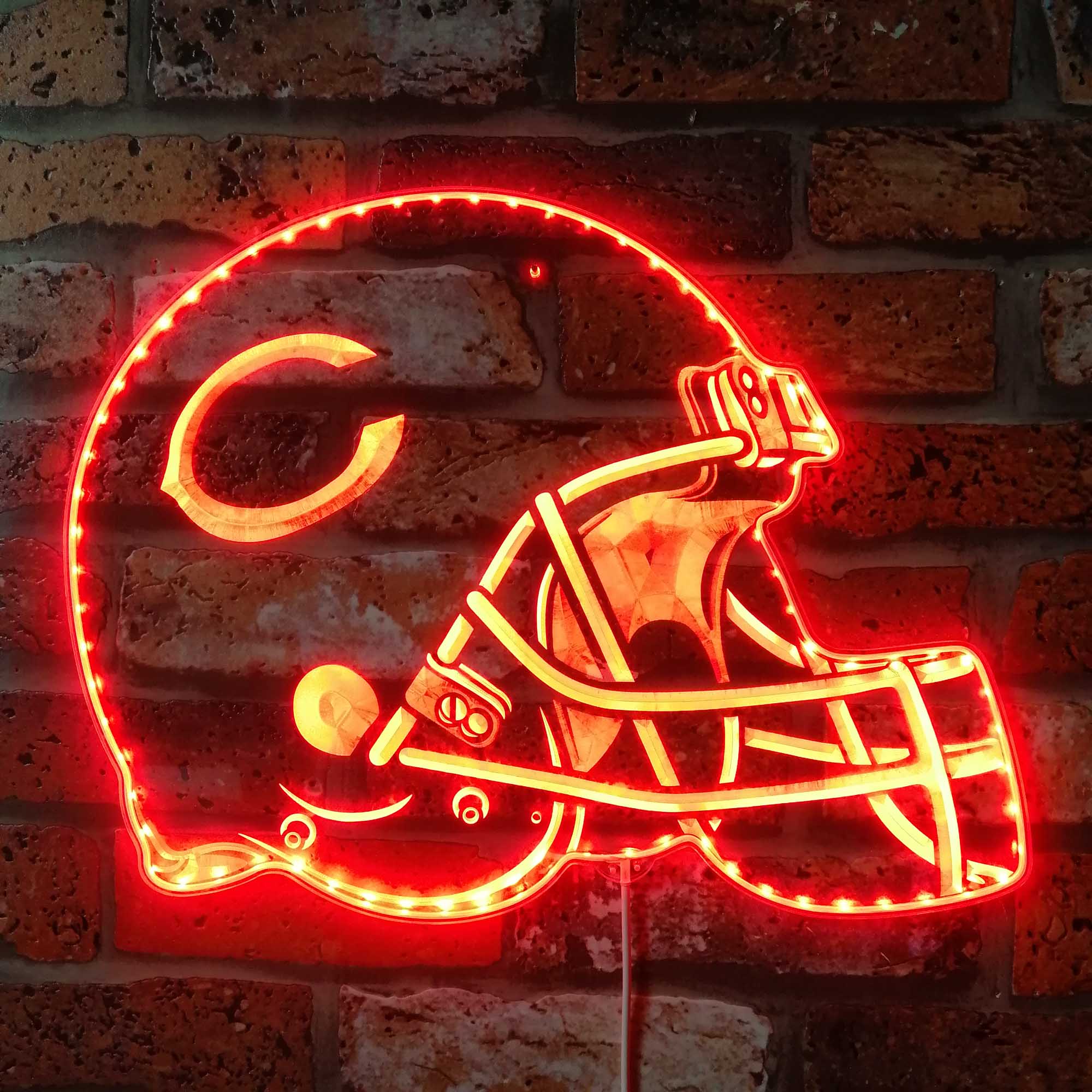 NFL Helmet Chicago Bears Club Dynamic RGB Edge Lit LED Light Sign