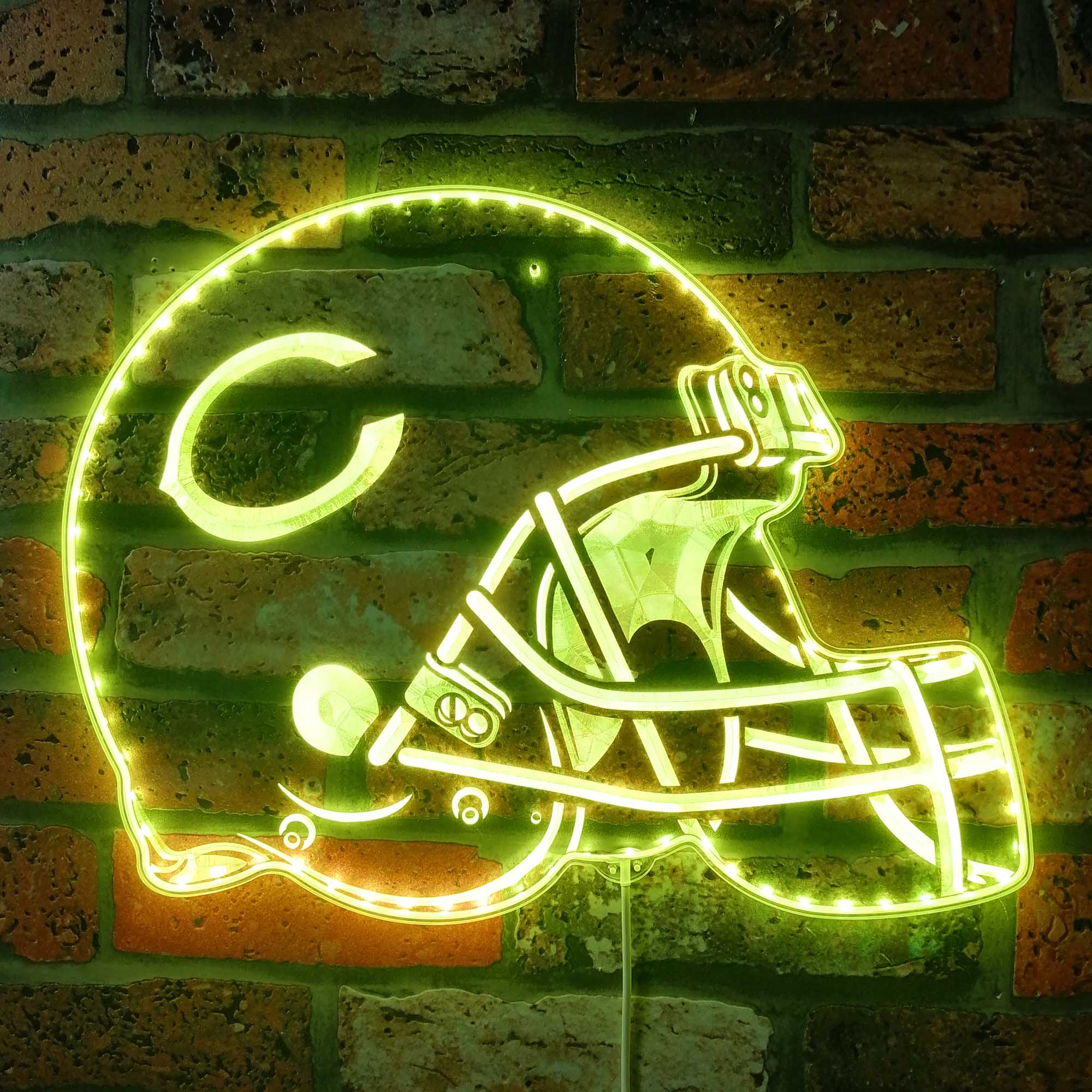 NFL Helmet Chicago Bears Club Dynamic RGB Edge Lit LED Light Sign