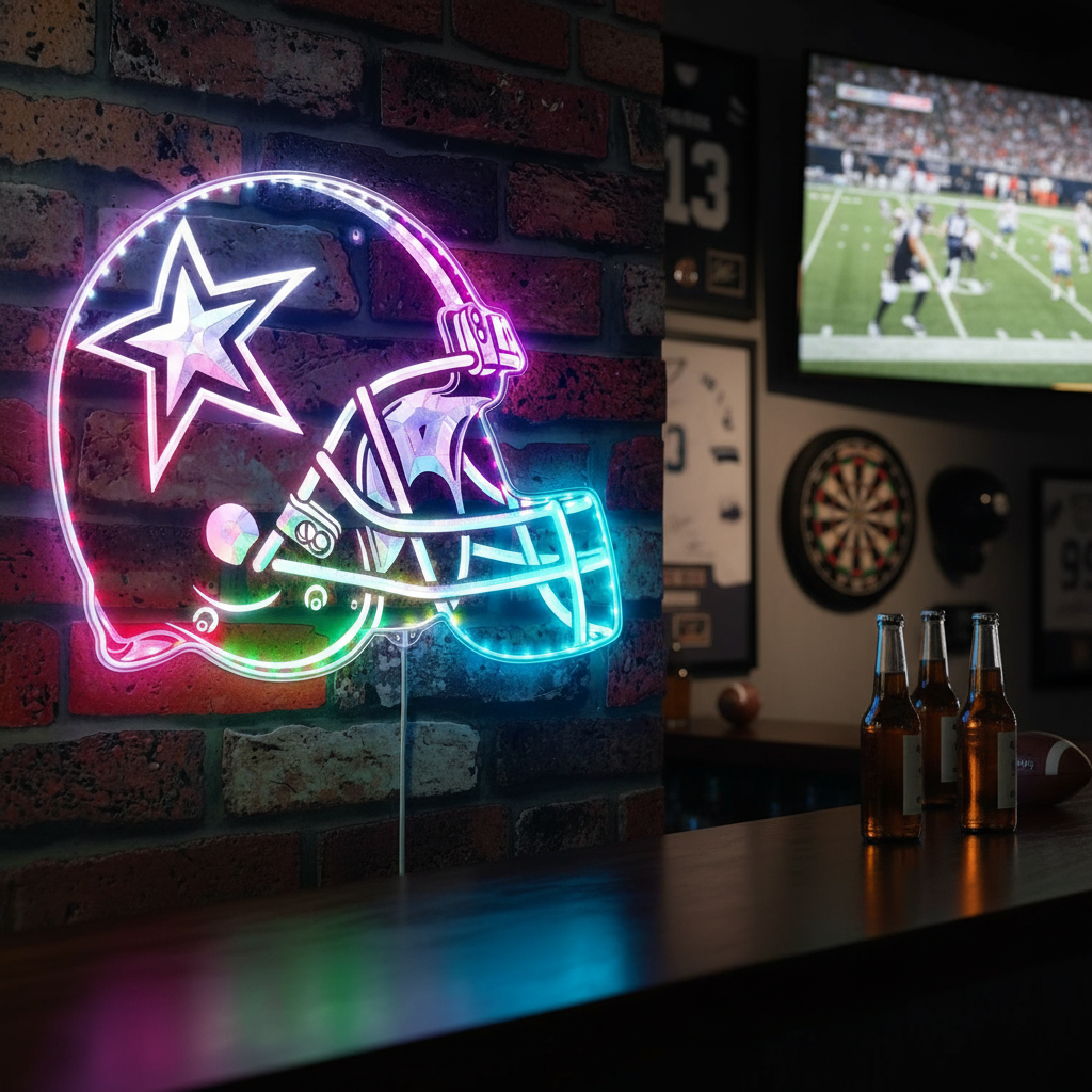 NFL Dallas Cowboys Sport Club Neon RGB Edge Lit LED Sign