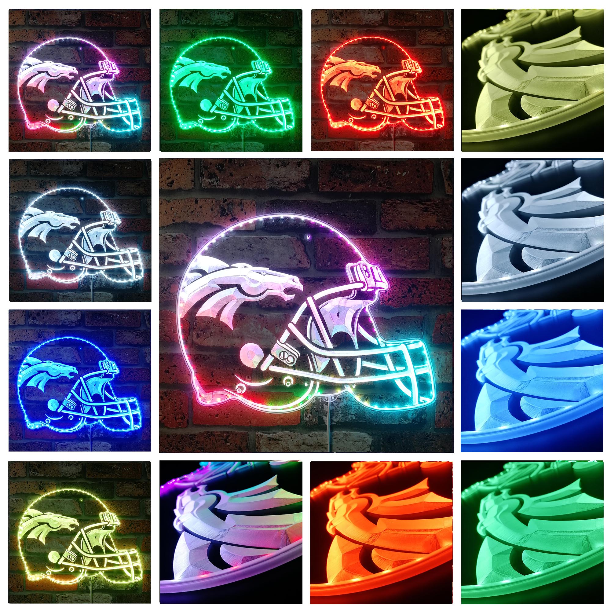 NFL Denver Broncos Football Dynamic RGB Edge Lit Led Light Sign