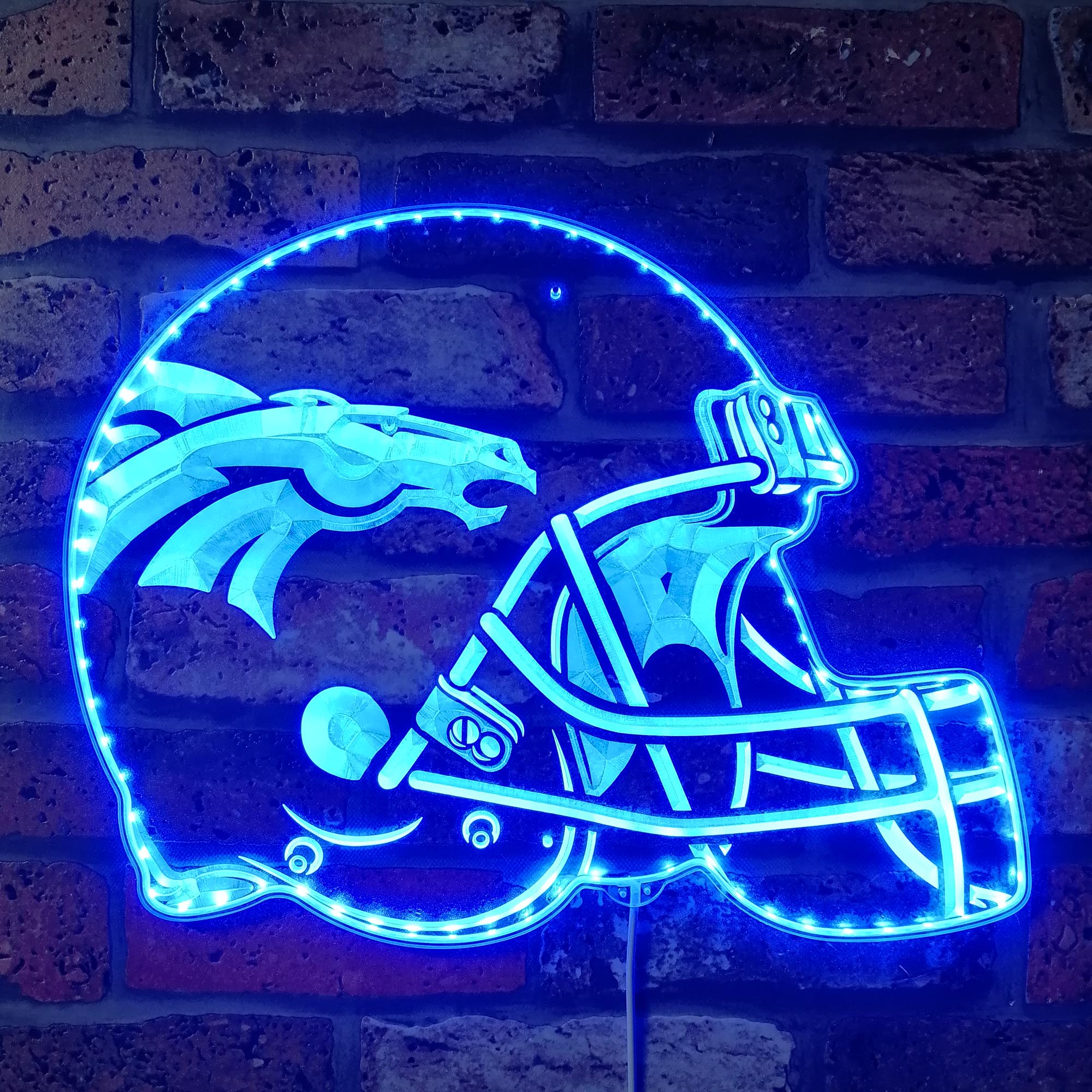 NFL Denver Broncos Football Dynamic RGB Edge Lit Led Light Sign