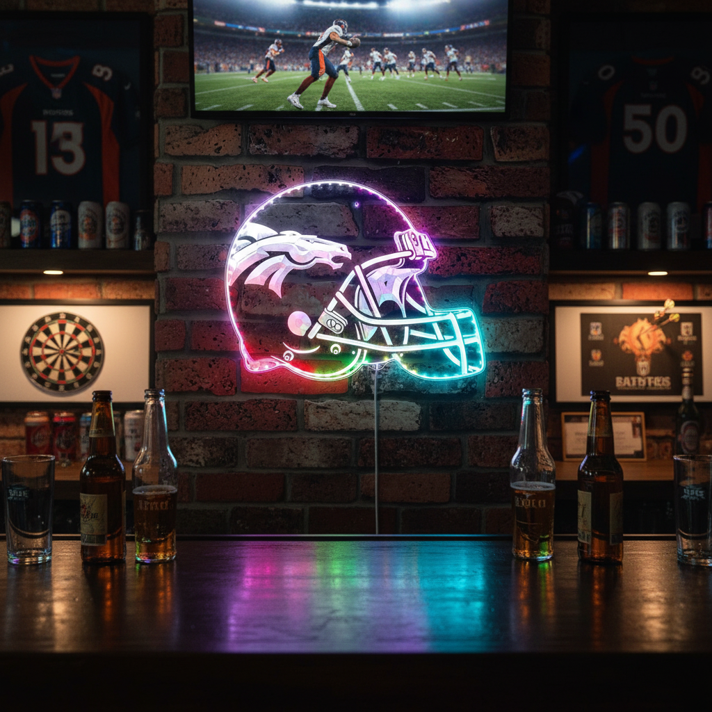 NFL Denver Broncos Football Neon RGB Edge Lit LED Sign