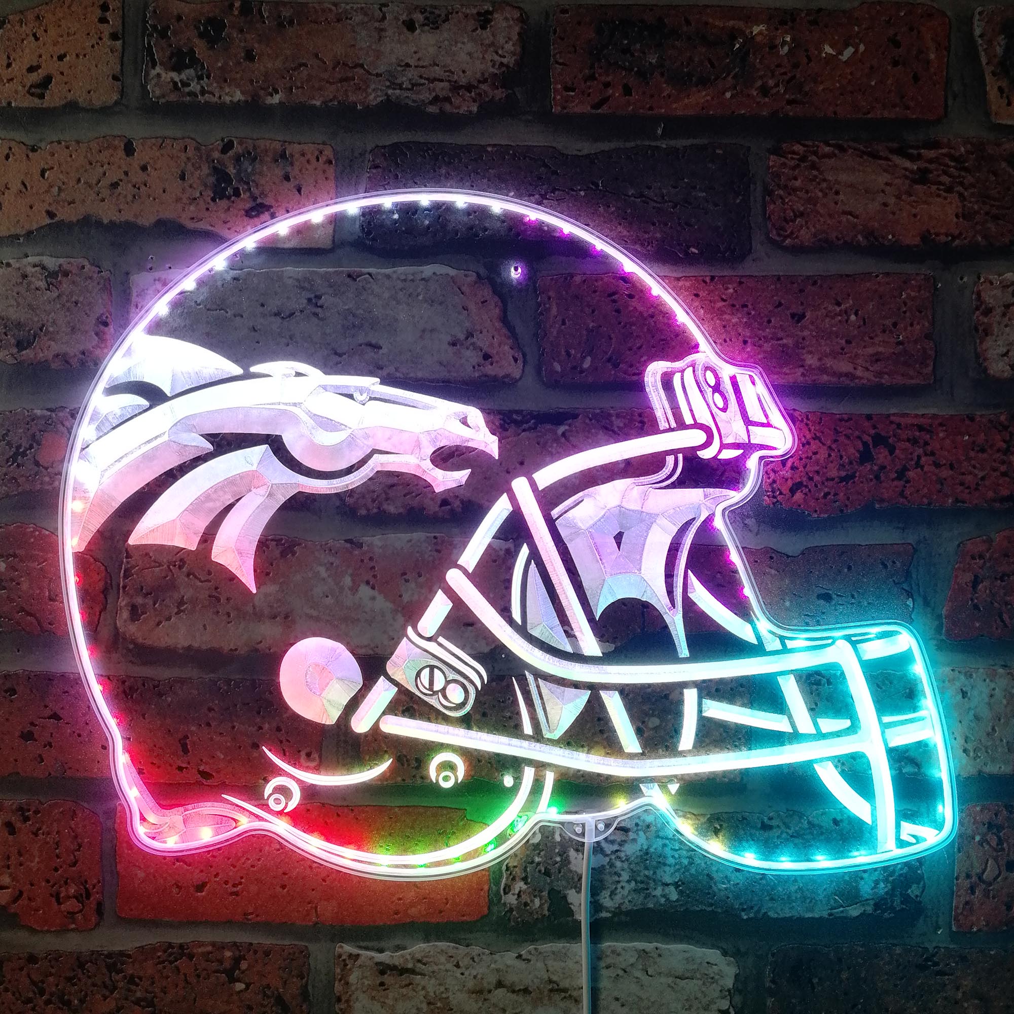 NFL Denver Broncos Football Dynamic RGB Edge Lit LED Sign