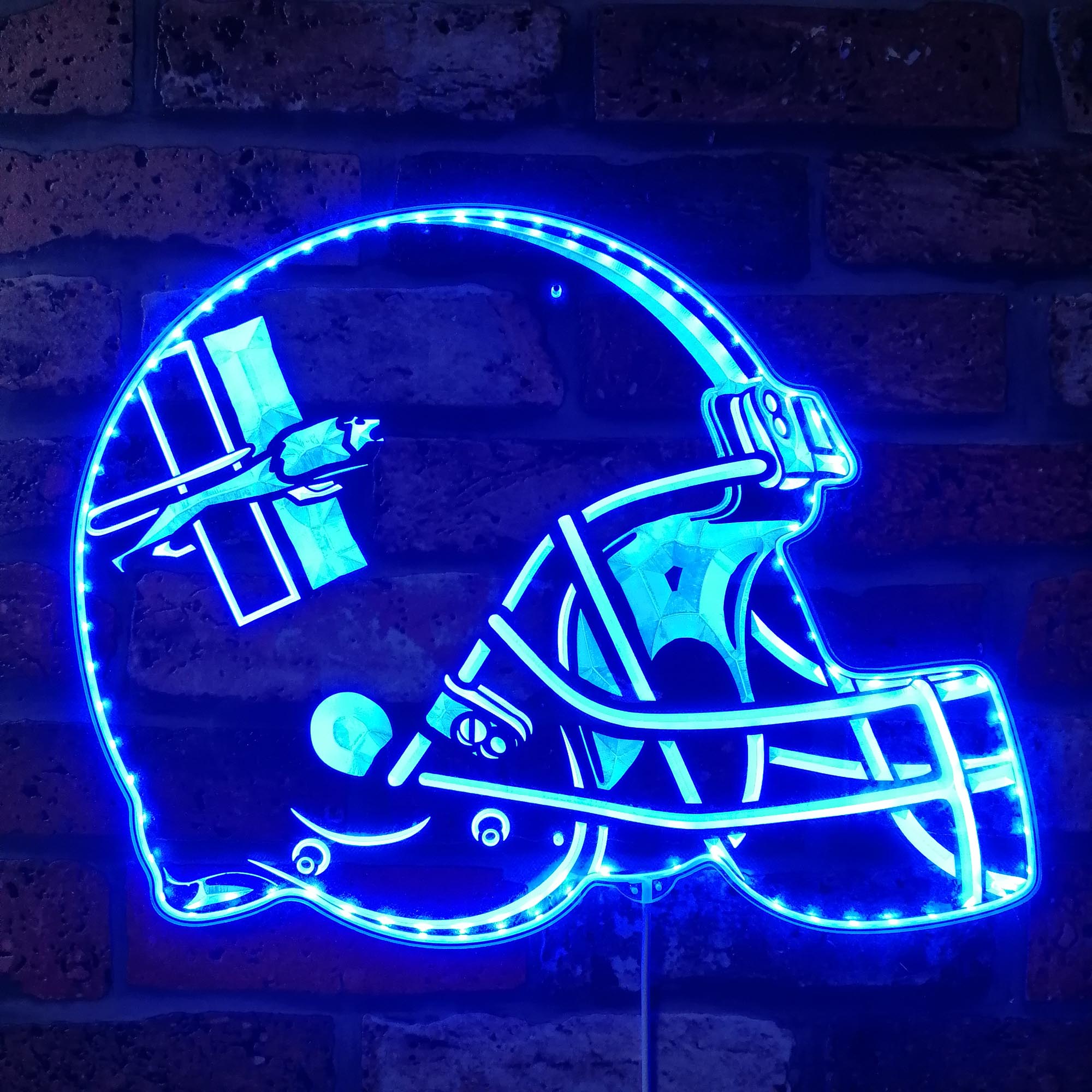 NFL Helmet Detroit Lions Football Dynamic RGB Edge Lit LED Light Sign