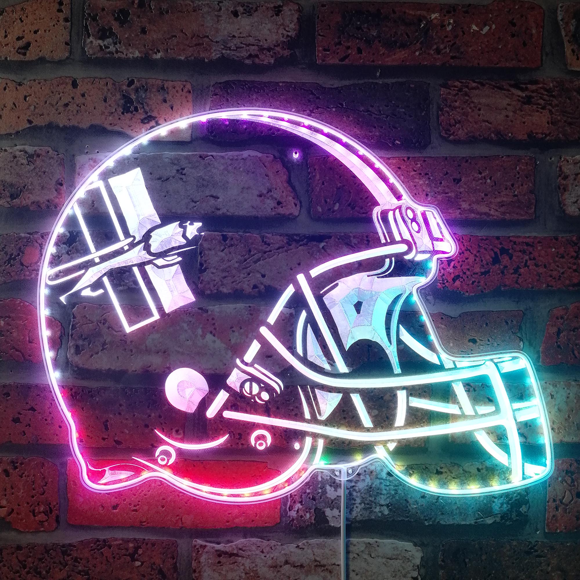 NFL Helmet Detroit Lions Football Dynamic RGB Edge Lit LED Light Sign