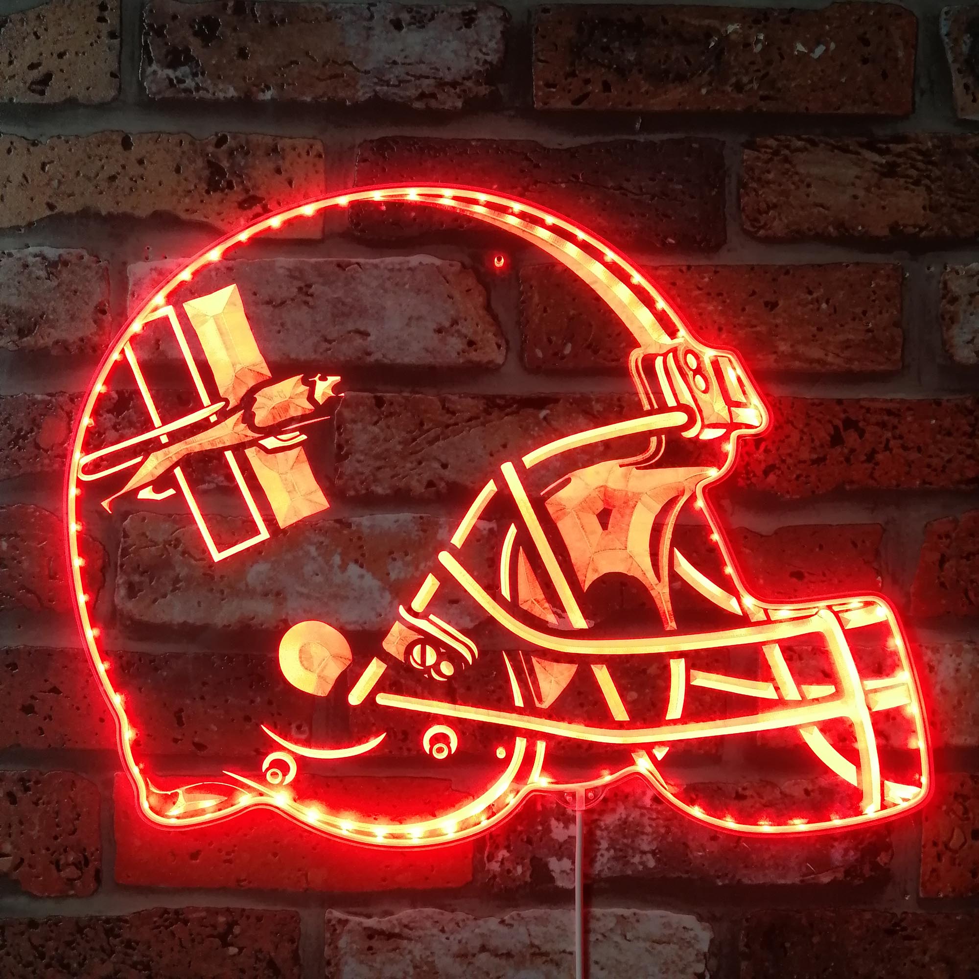 NFL Helmet Detroit Lions Football Dynamic RGB Edge Lit LED Light Sign