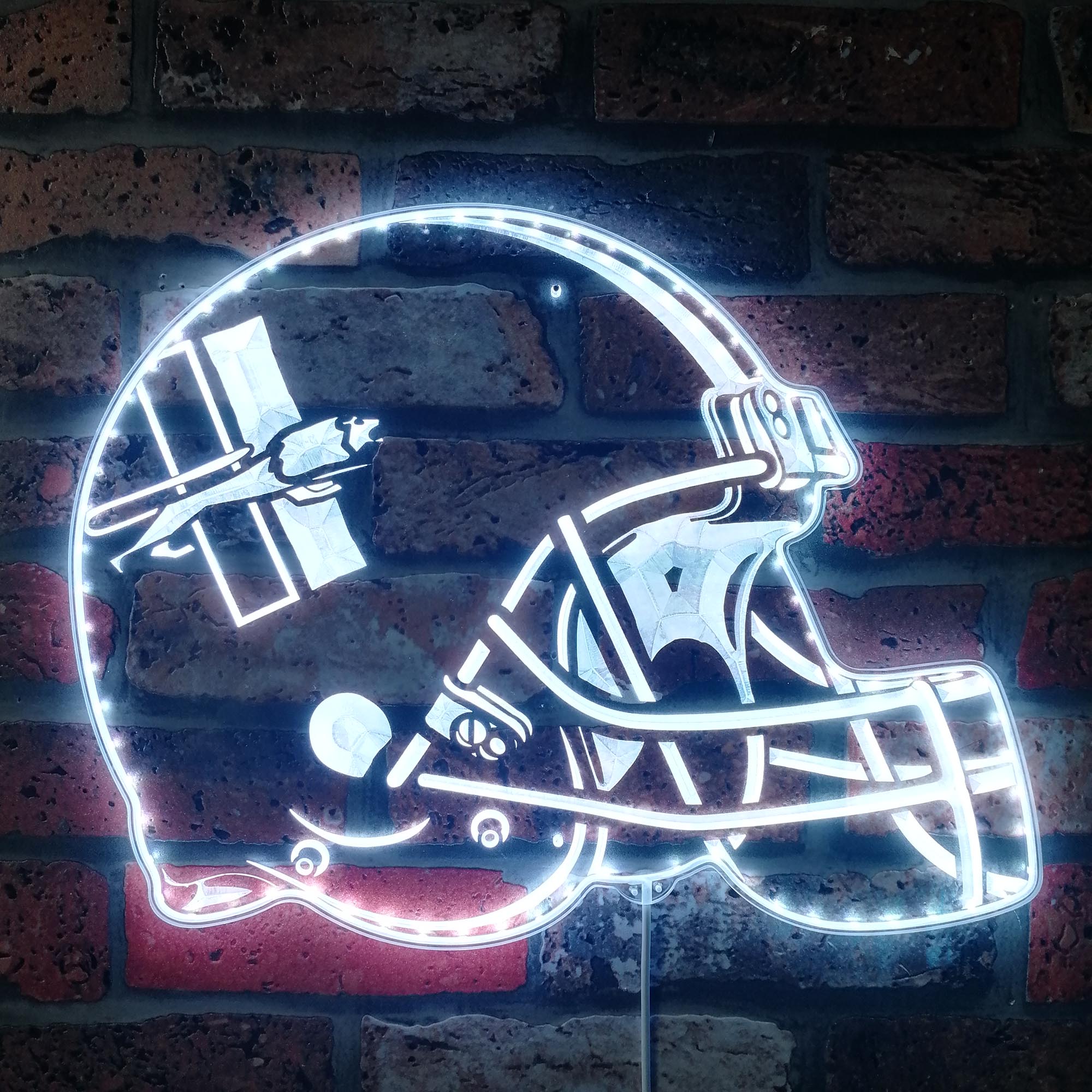 NFL Helmet Detroit Lions Football Dynamic RGB Edge Lit LED Light Sign