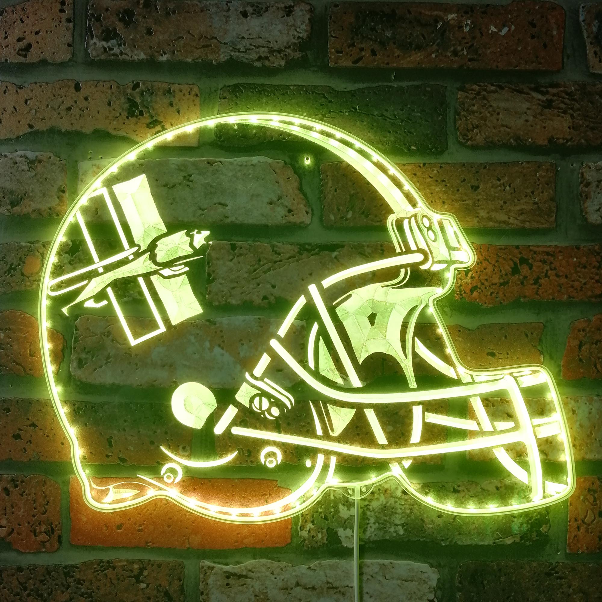 NFL Helmet Detroit Lions Football Dynamic RGB Edge Lit LED Light Sign