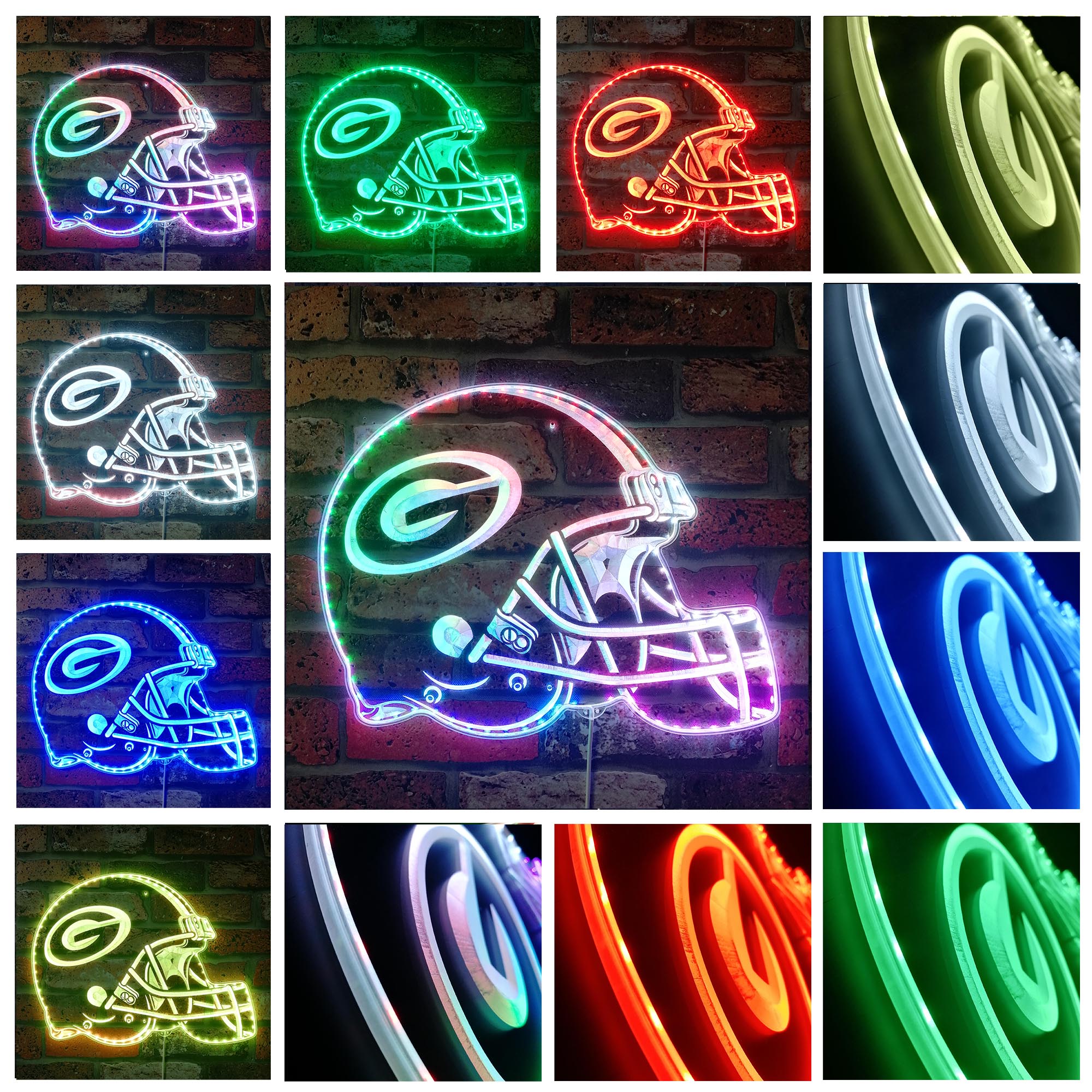 NFL Green Bay Packers Football Dynamic RGB Edge Lit Led Light Sign