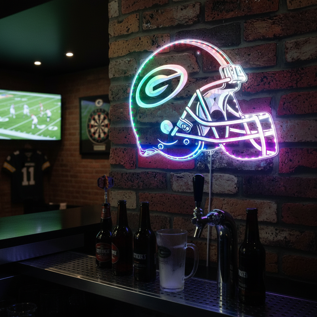 NFL Green Bay Packers Football Neon RGB Edge Lit LED Sign