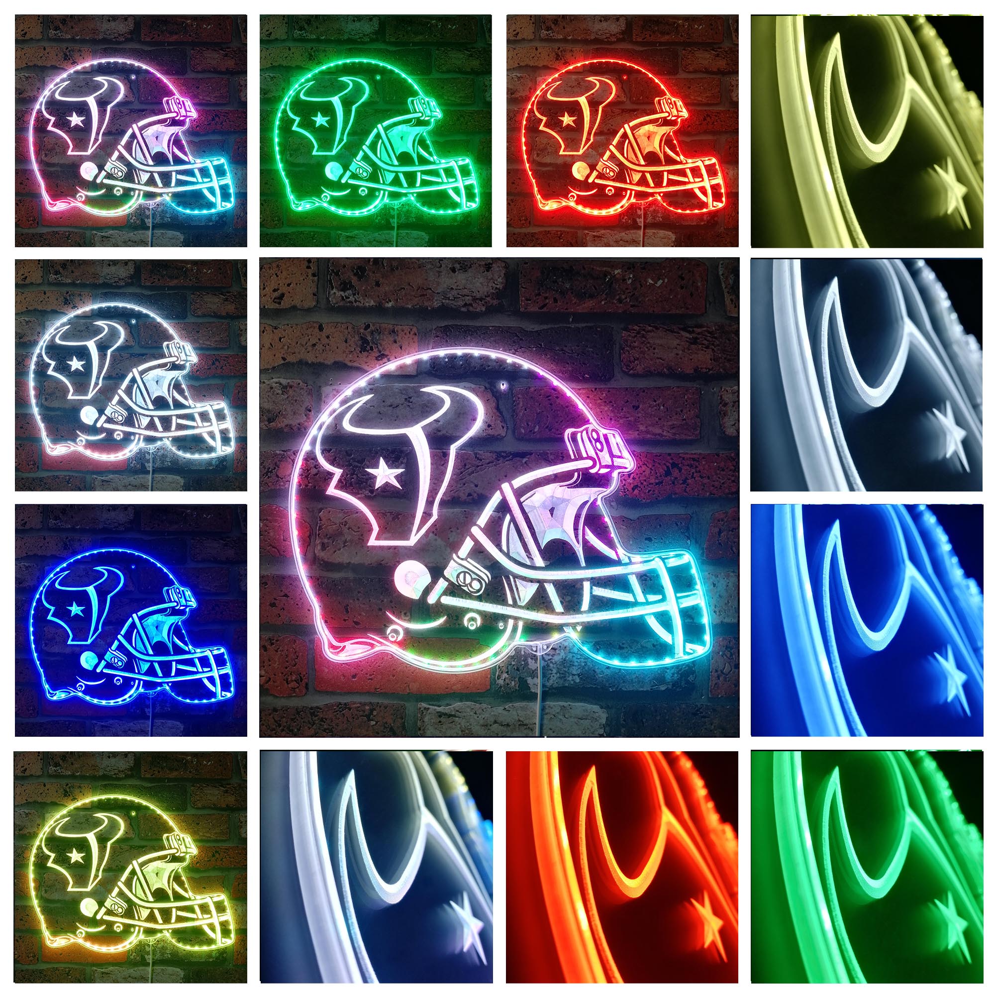 NFL Houston Texans Football Club Dynamic RGB Edge Lit Led Light Sign