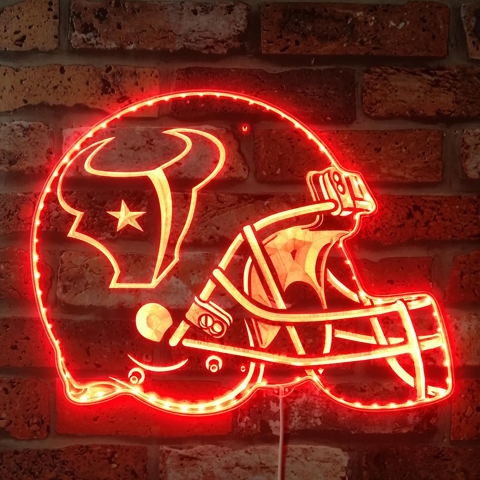 NFL Houston Texans Football Club Dynamic RGB Edge Lit Led Light Sign