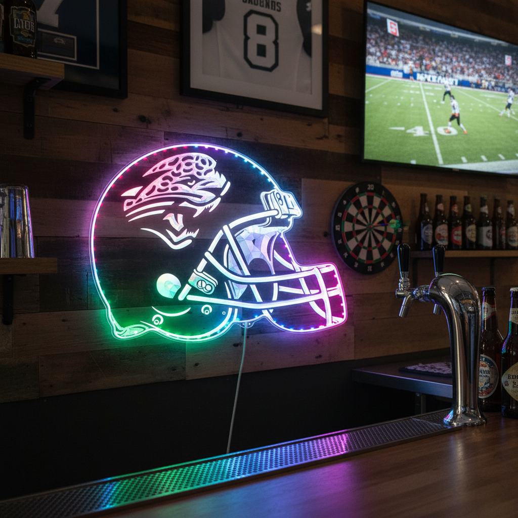 NFL Jacksonville Jaguars Football Neon RGB Edge Lit LED Sign