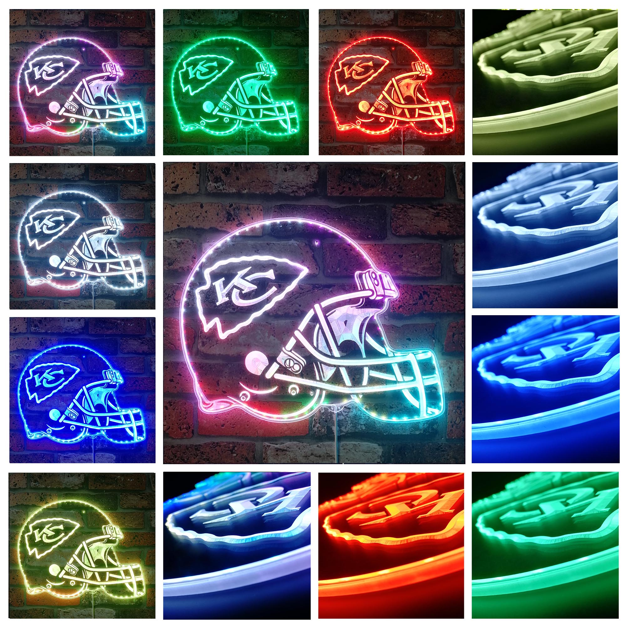 NFL Kansas City Chiefs Football Dynamic RGB Edge Lit Led Light Sign