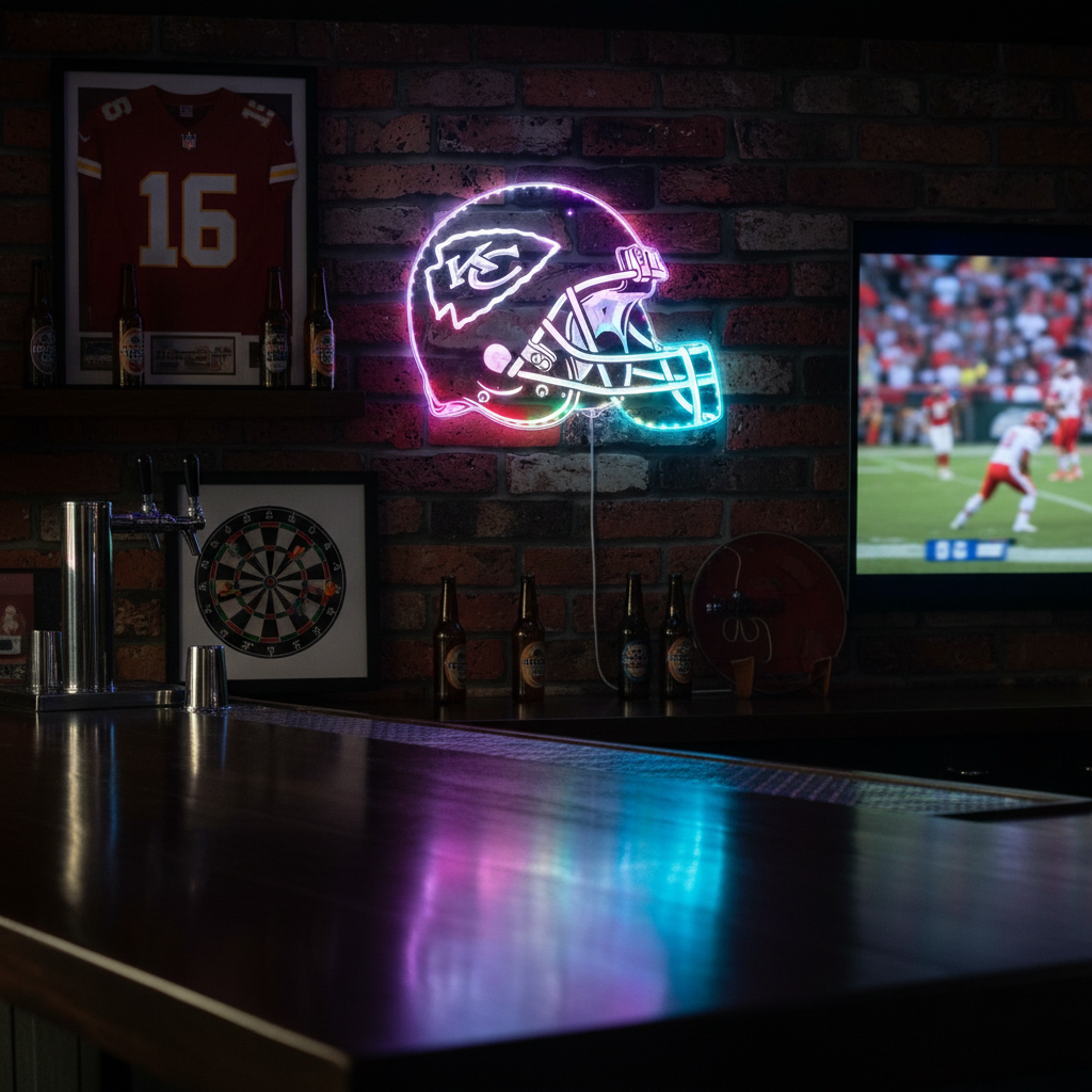 NFL Kansas City Chiefs Football Neon RGB Edge Lit LED Sign