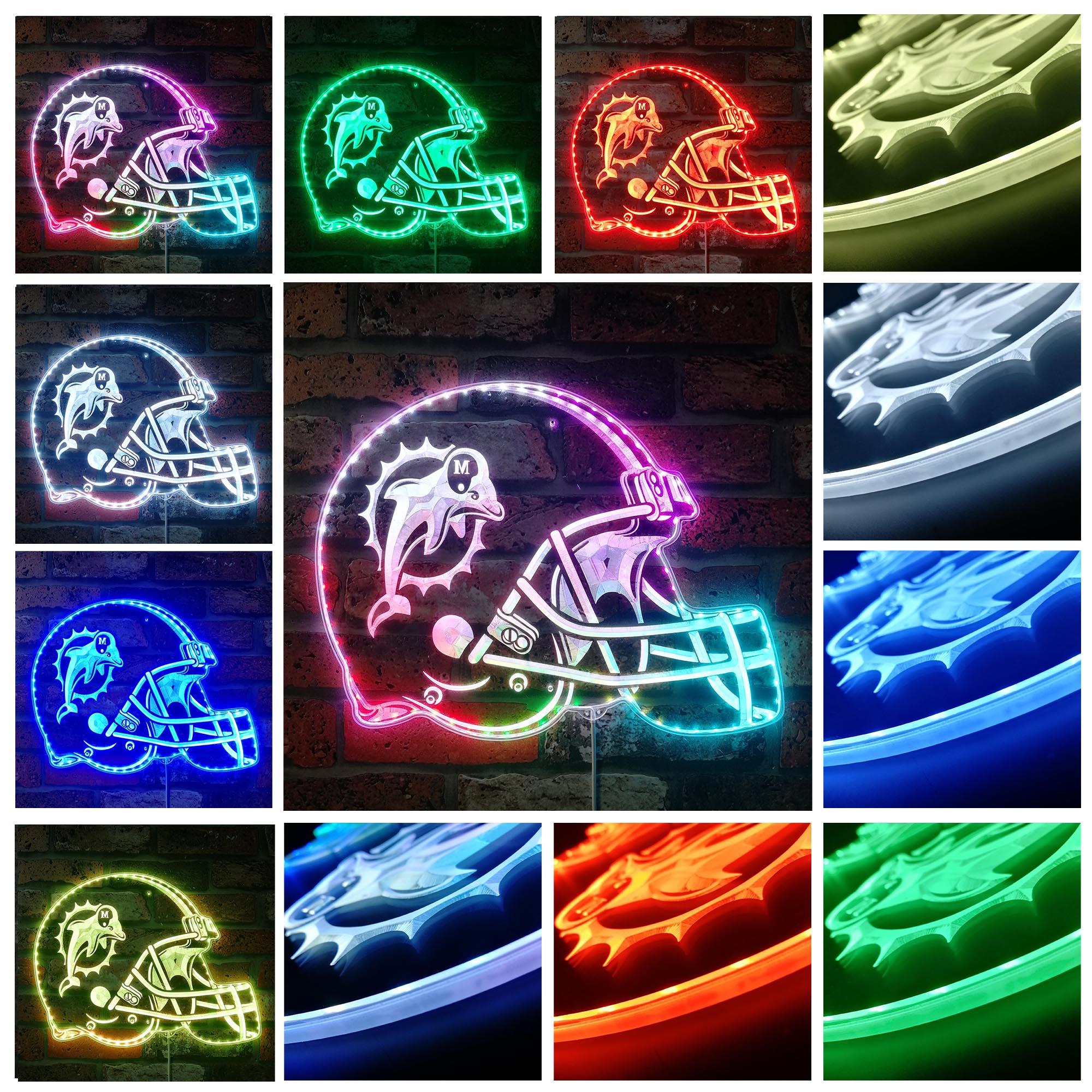 NFL Miami Dolphins Football Sport Dynamic RGB Edge Lit LED Sign