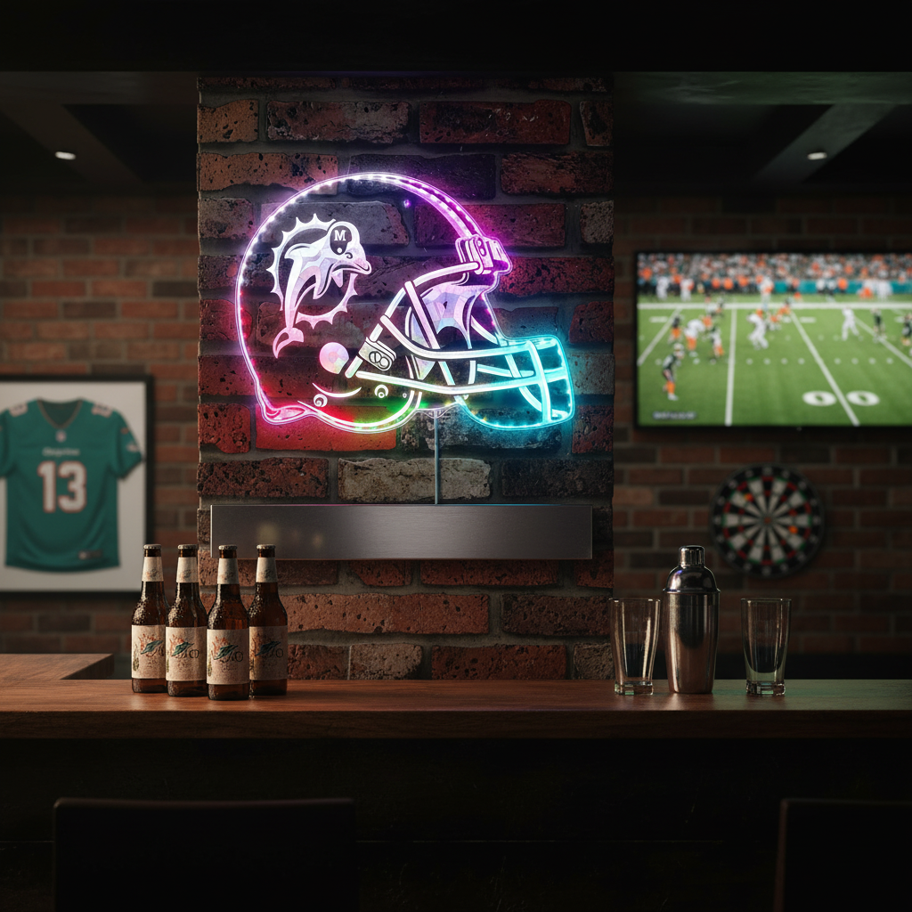 NFL Miami Dolphins Football Sport Neon RGB Edge Lit LED Sign